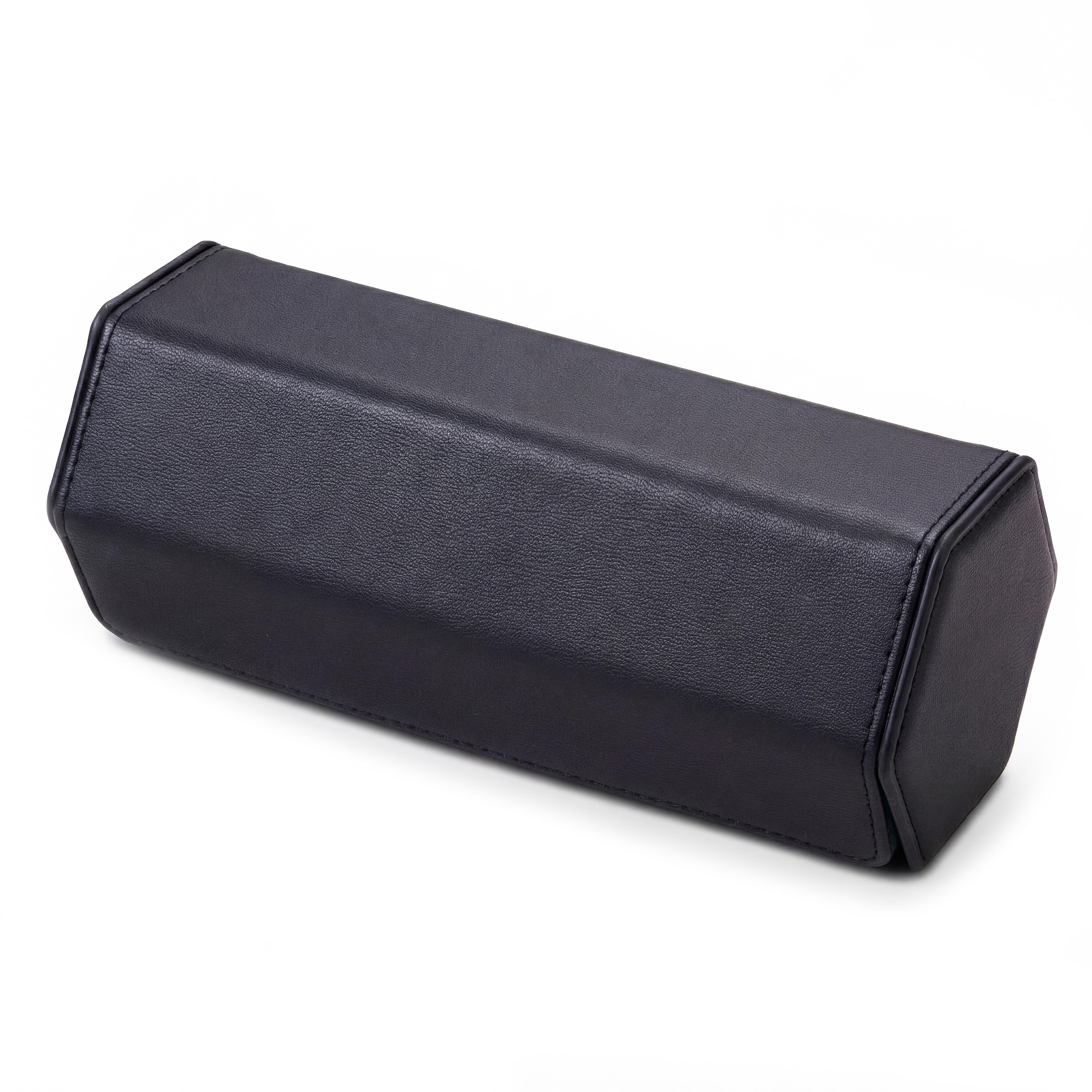 Hexa | Black & Green Faux Leather Hexagonal Watch Roll Case - 3 Watches Hexa | Black & Green Faux Leather Hexagonal Watch Roll Case - 3 Watches