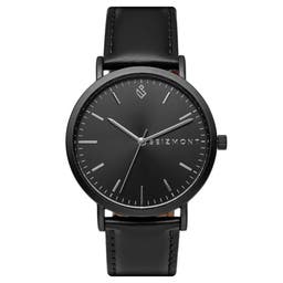 Moment | Black Minimalist Dress  Watch With Black Dial & Black Leather Strap
