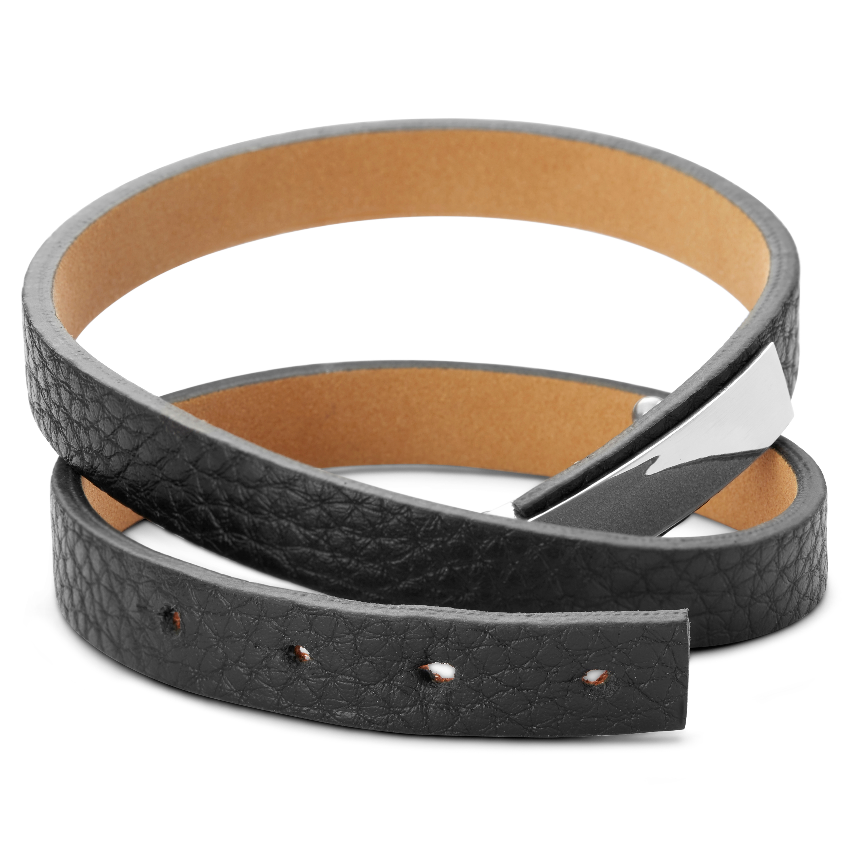 Wickelarmband Aus Stahl & Leder - 2