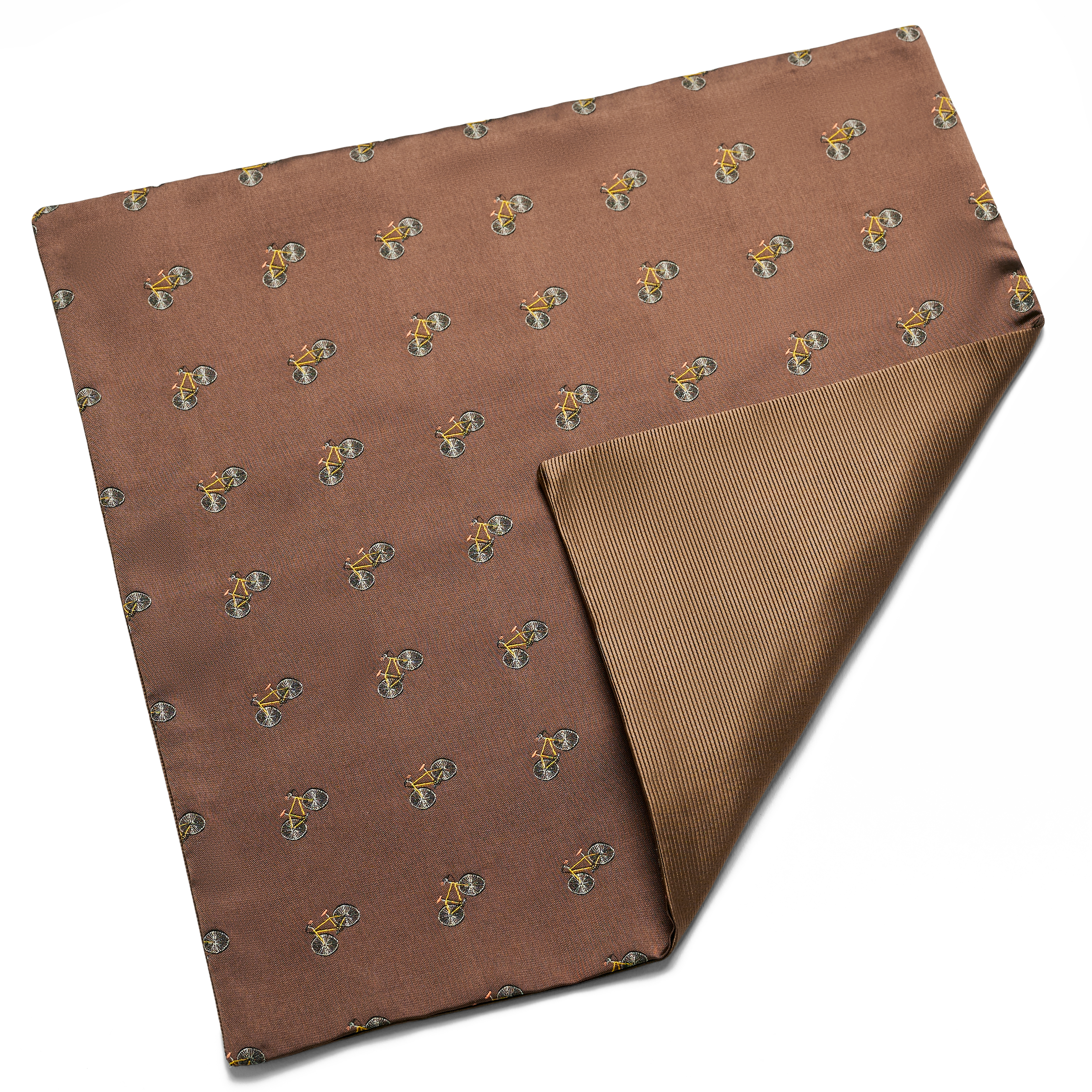 Brown Double-Sided Pocket Square with Bicycles - 4