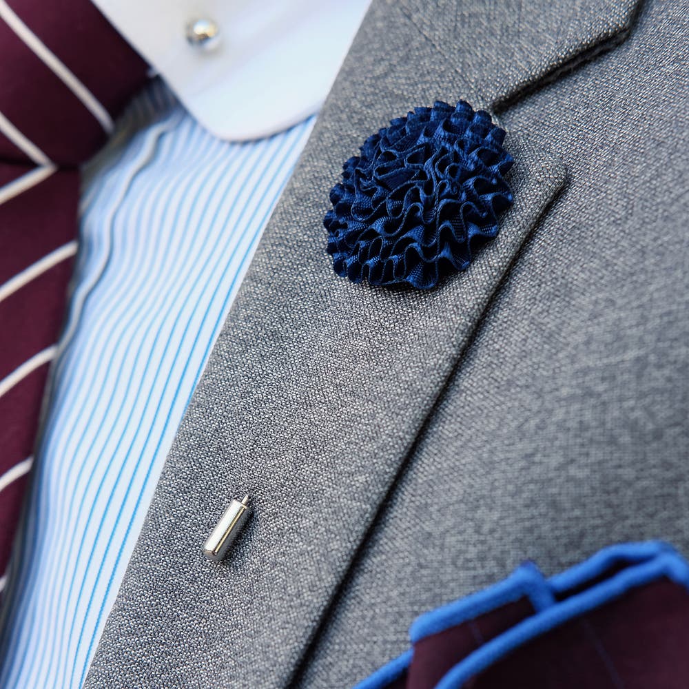 hover: Dandelion Navy Blue Lapel Flower hover: Dandelion Navy Blue Lapel Flower