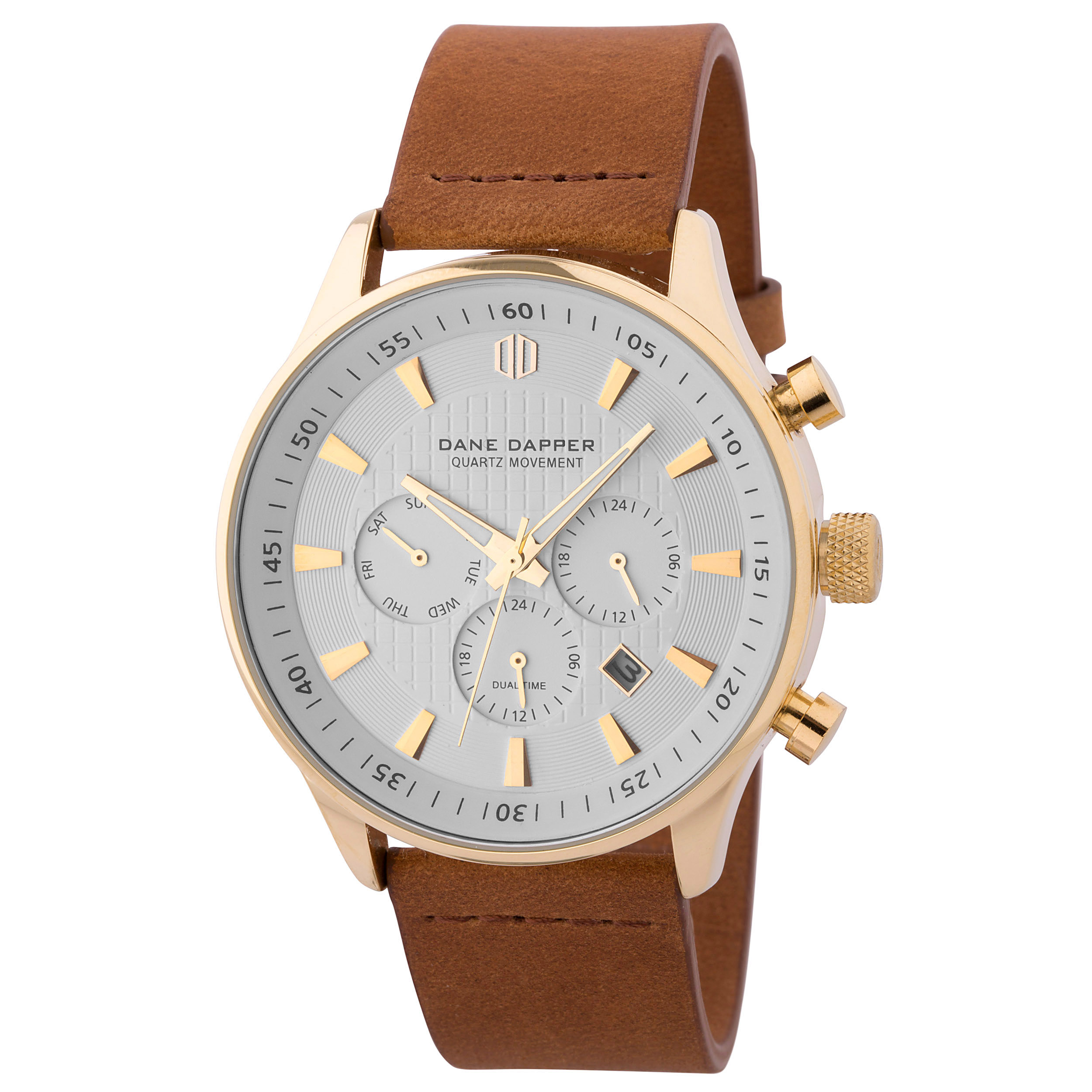 Brown, Gold-Tone & White Troika Watch - 1