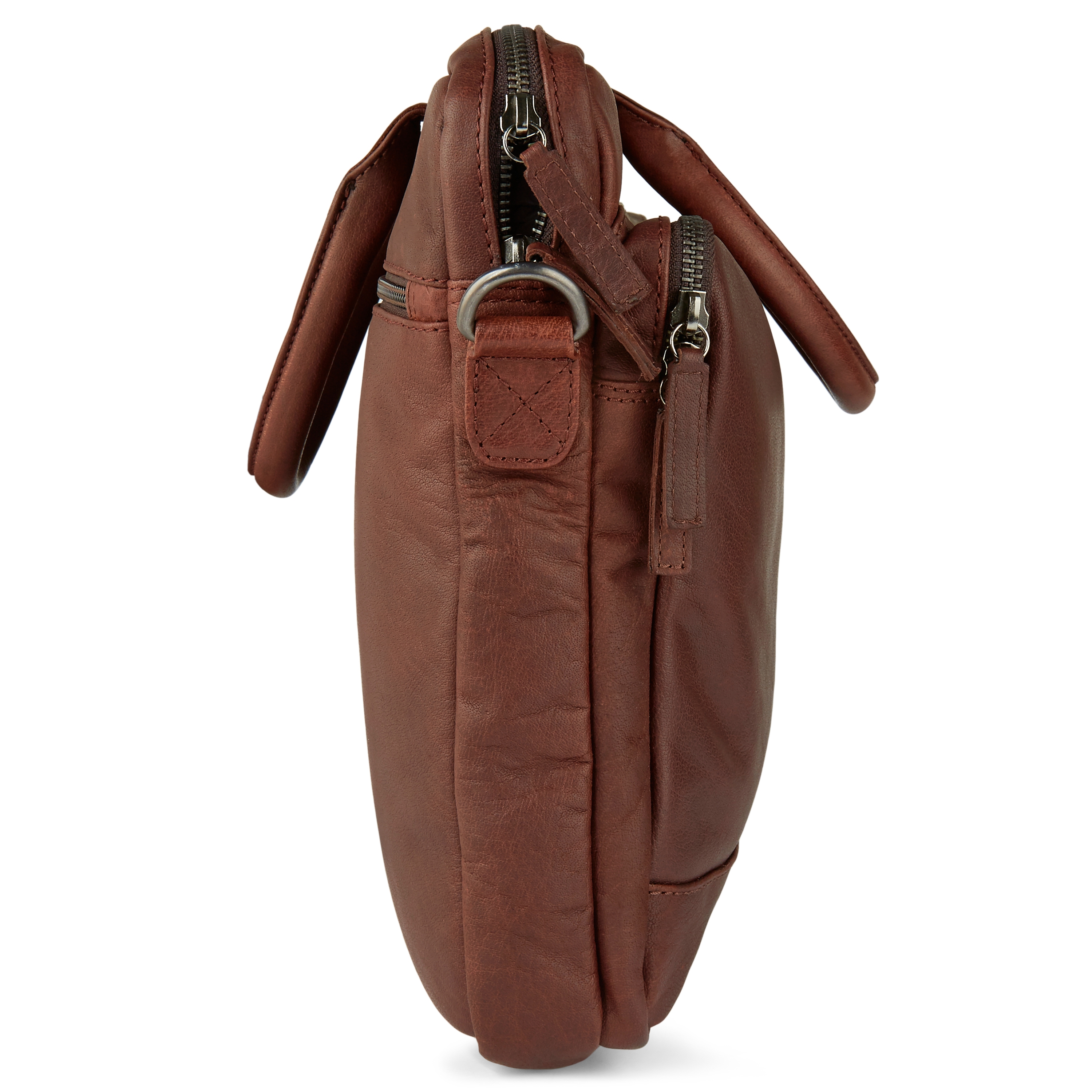 Καφέ Δερμάτινη Τσάντα Laptop Oxford - 5