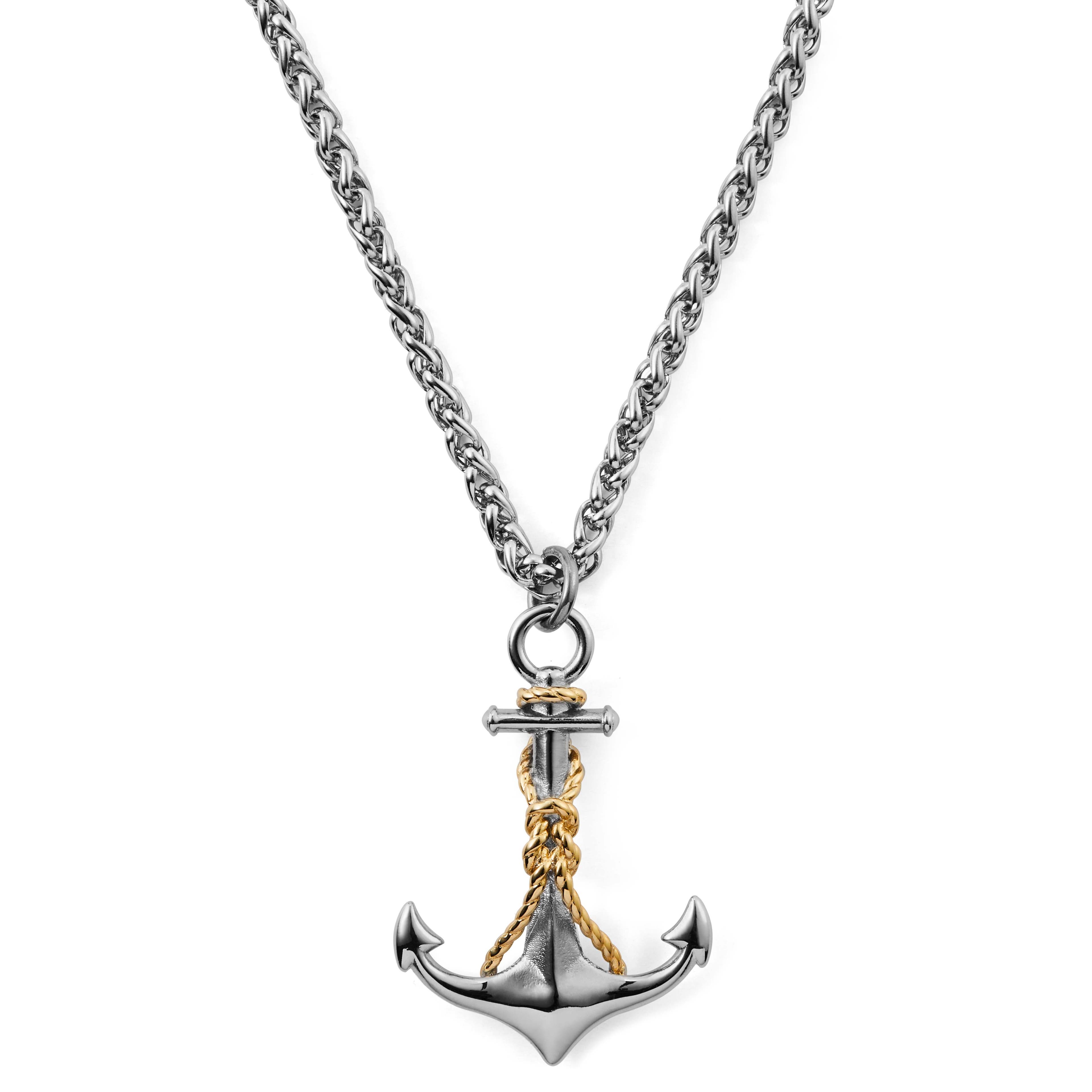 Tadd Steel Anchor & Knot Necklace