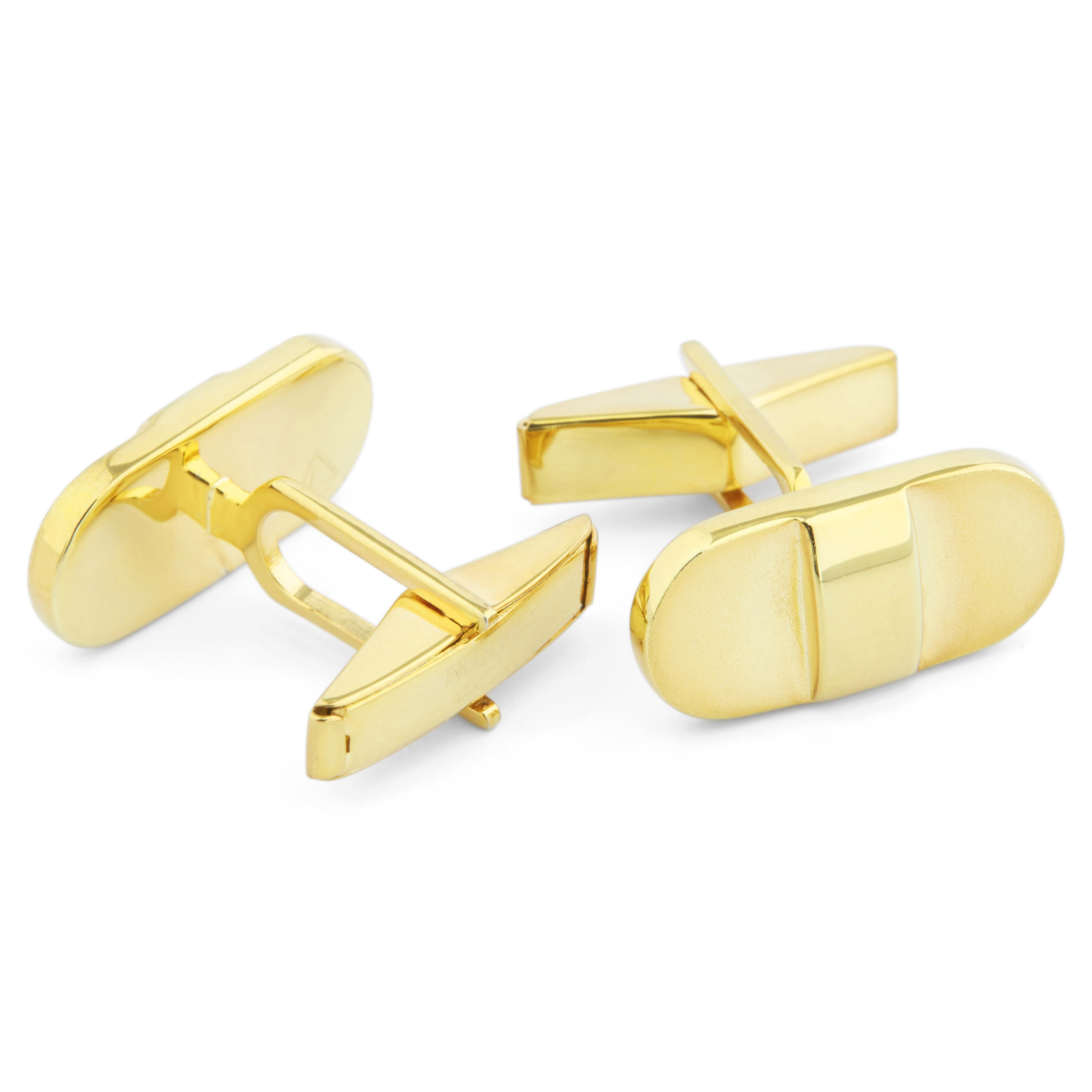 Złoty zestaw krótkich prostokątnych i zaokrąglonych spinek 925s - 3