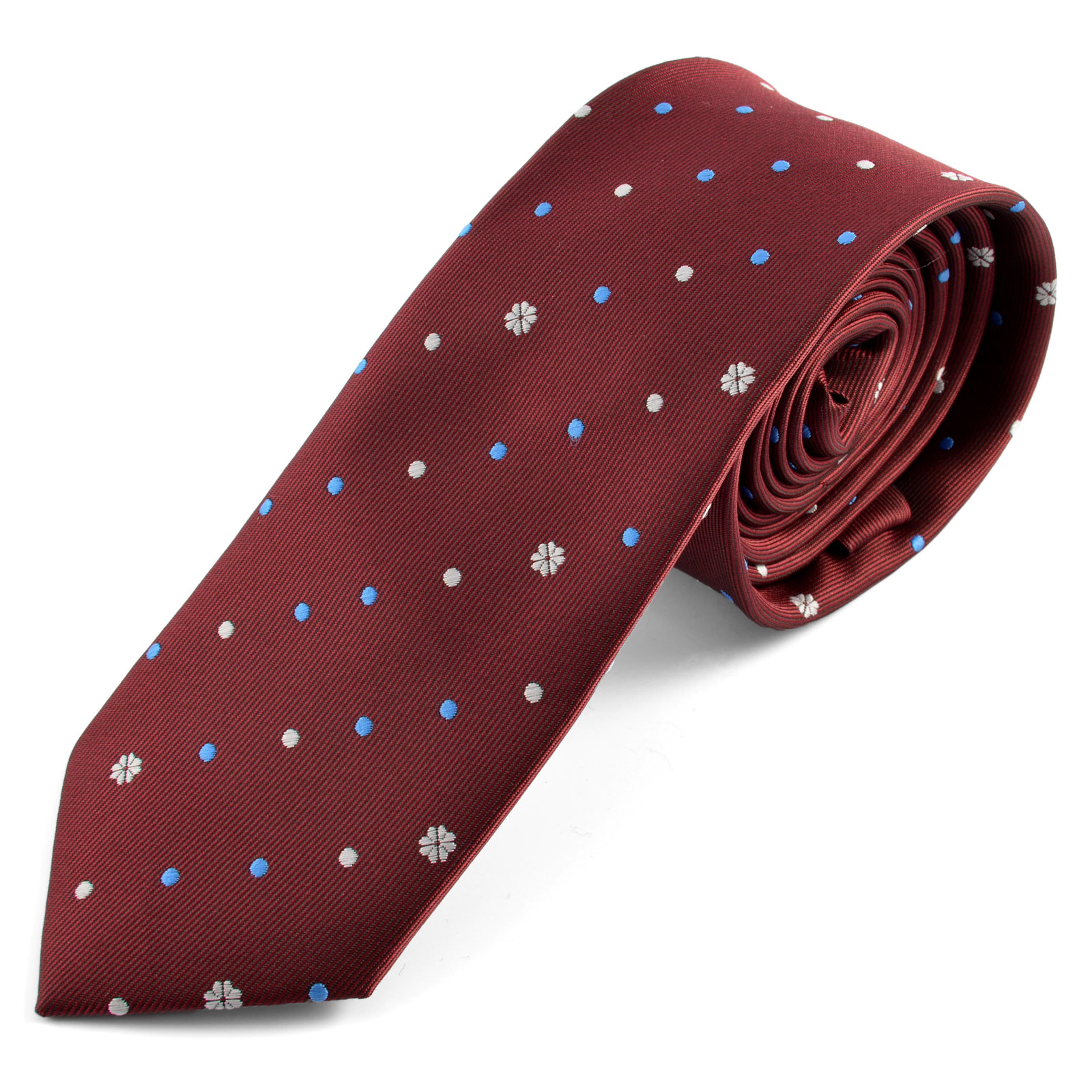 Вратовръзка на точки в цвят бордо