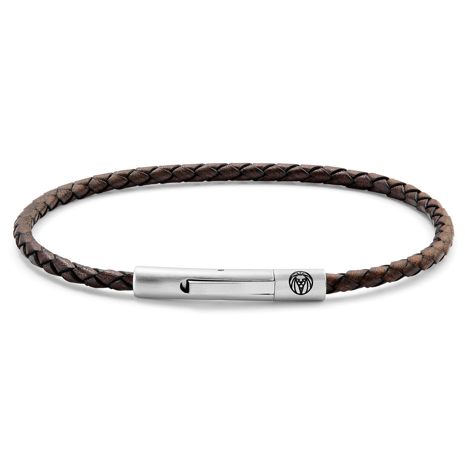 Pulsera de cuero marrón de 3 mm Collins Pulsera de cuero marrón de 3 mm Collins