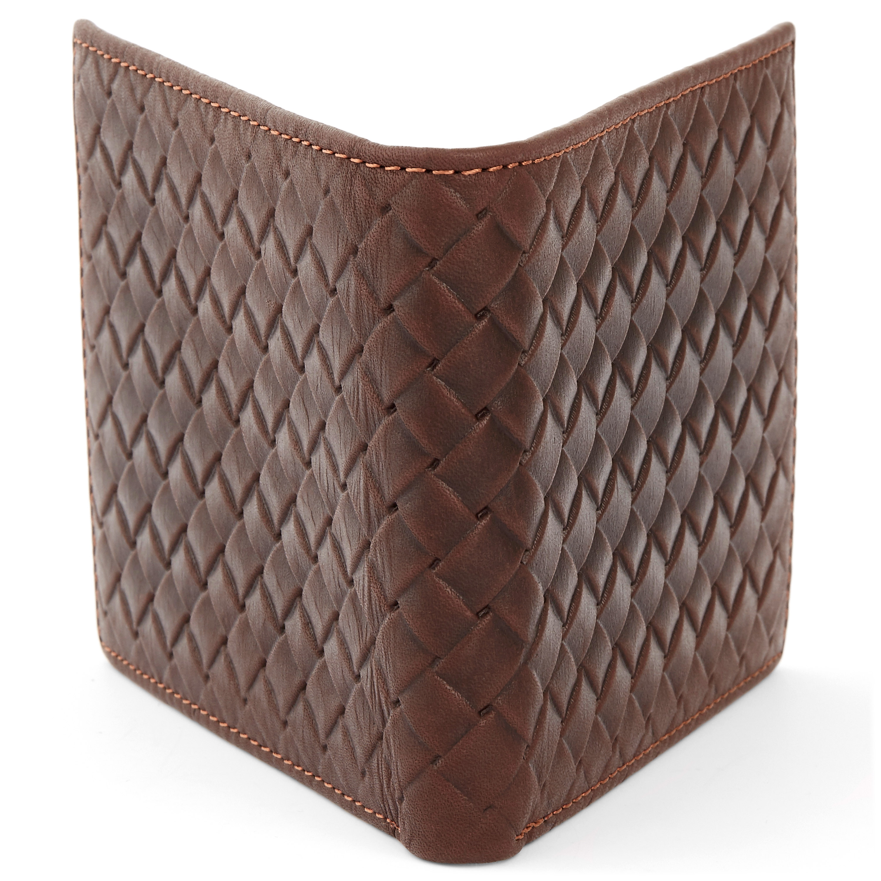 Brown Woven Leather Wallet - 3