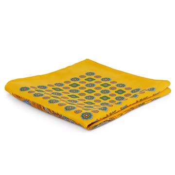 Pochette de costume jaune à patchwork de motifs