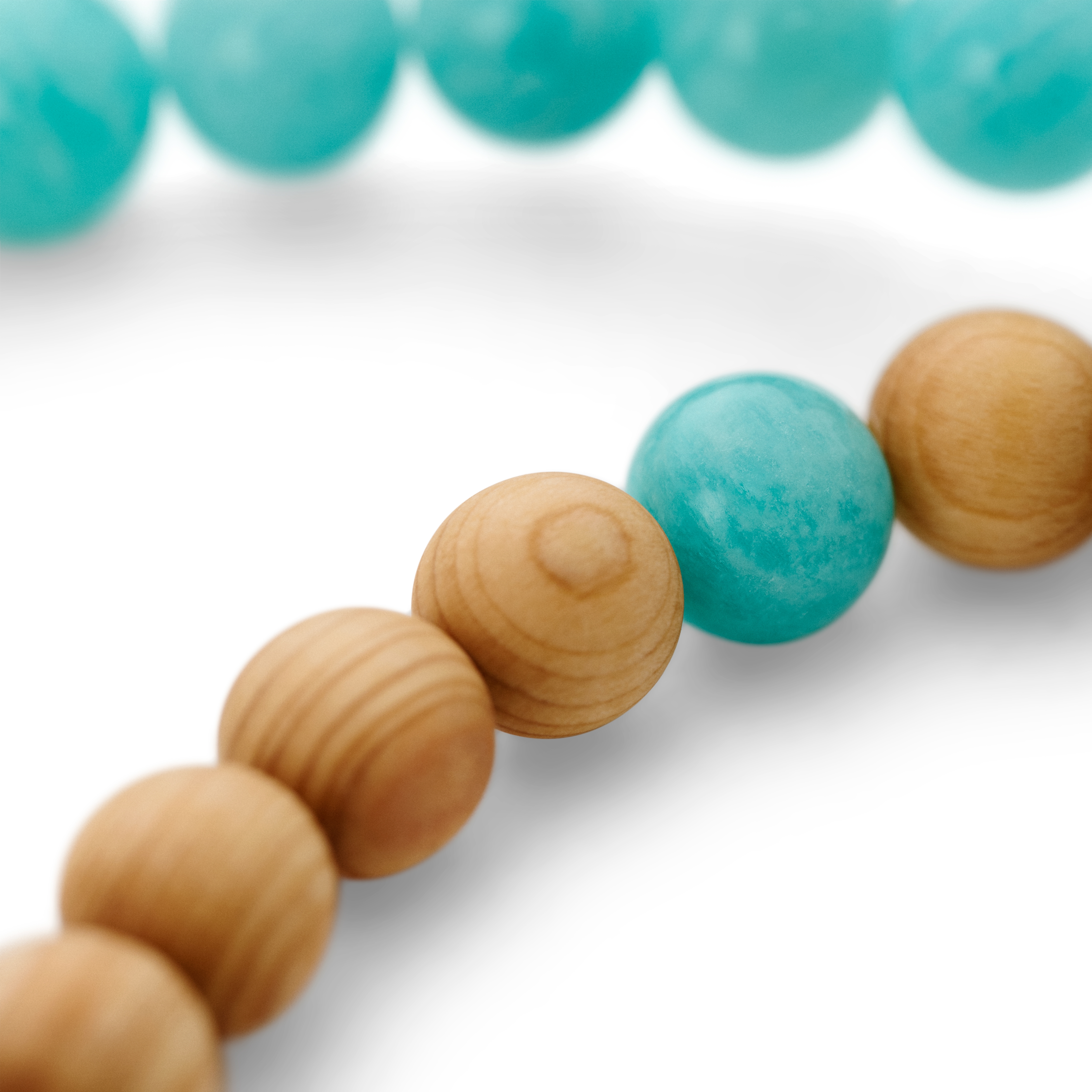 Ensemble de bracelets en amazonite bleue et bois - 4