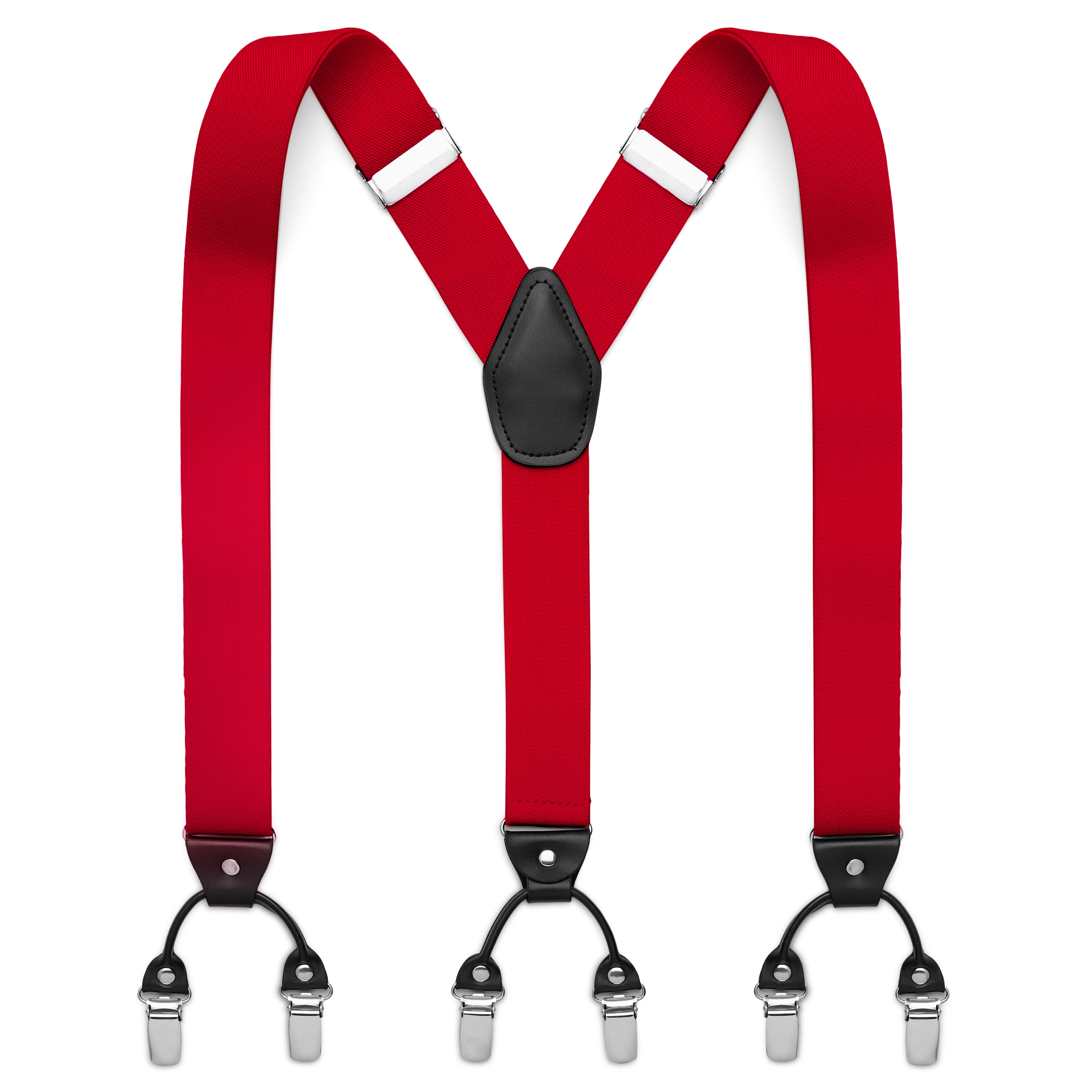 Wide Deep-Red Clip-On Braces 