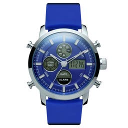 Militum | Silver-Tone Stainless Steel Military Chronograph Watch With Blue Dial