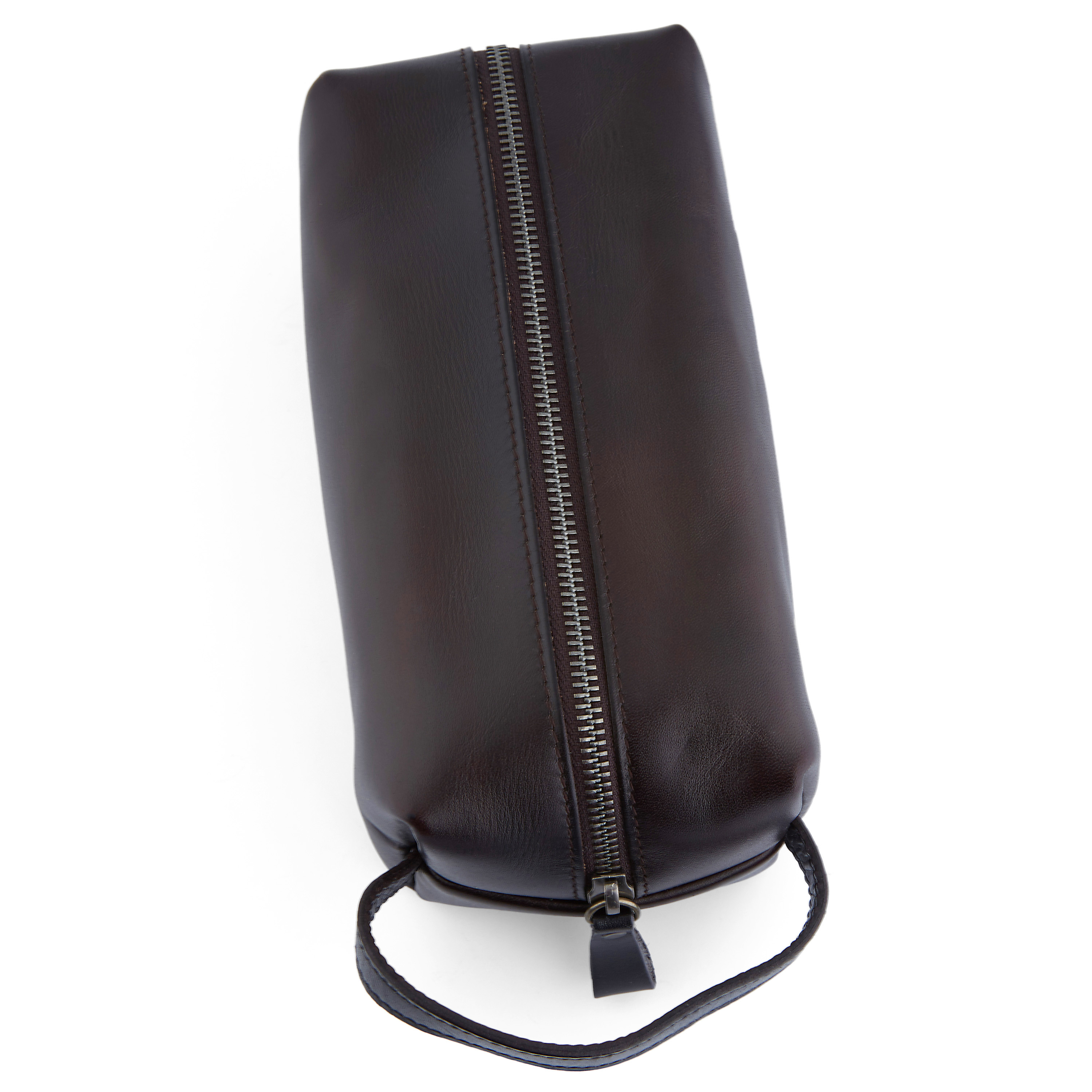 Kaffeebrauner Leder Kulturbeutel - 5