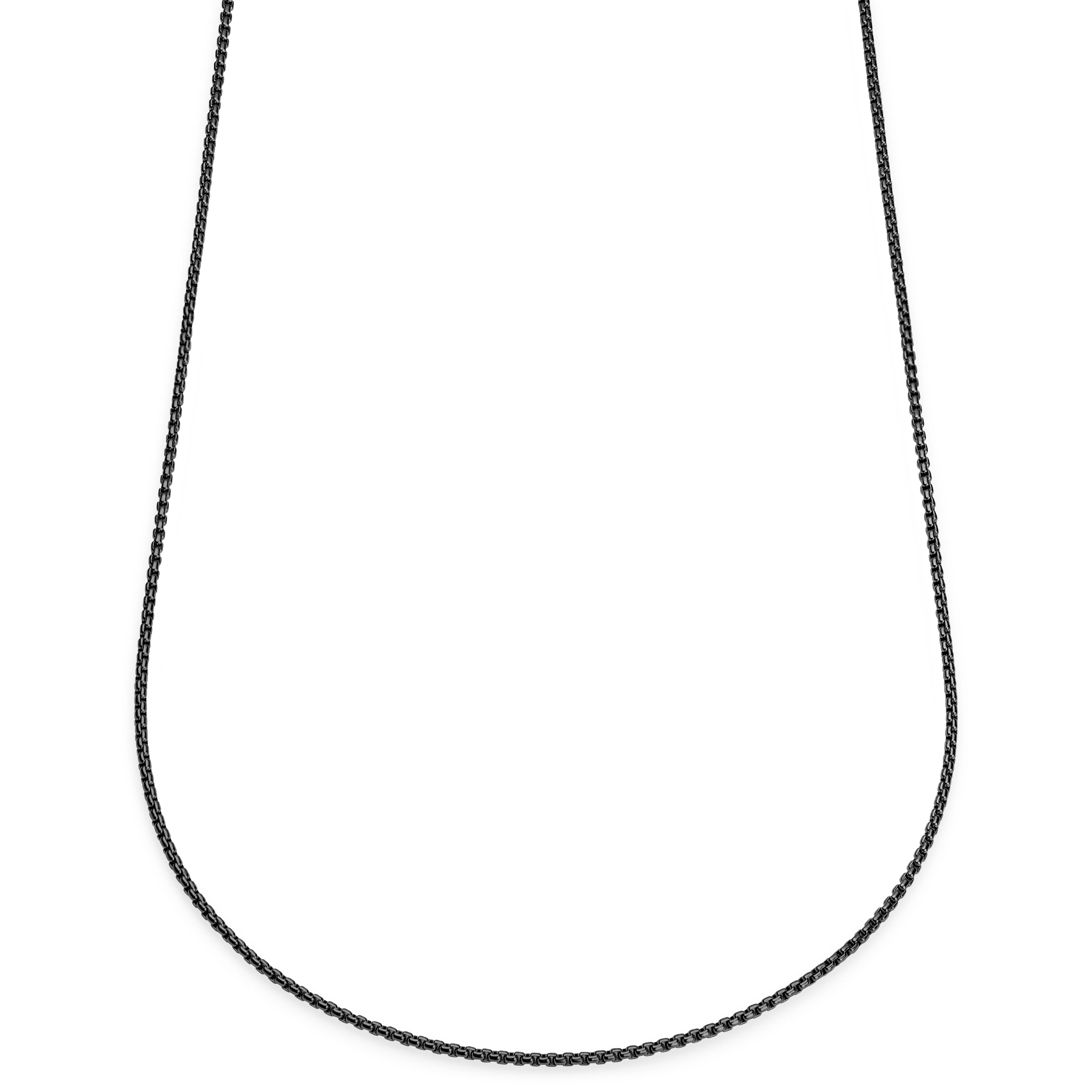 Essentials | 2 mm Gunmetal Black Curved Box Chain Necklace