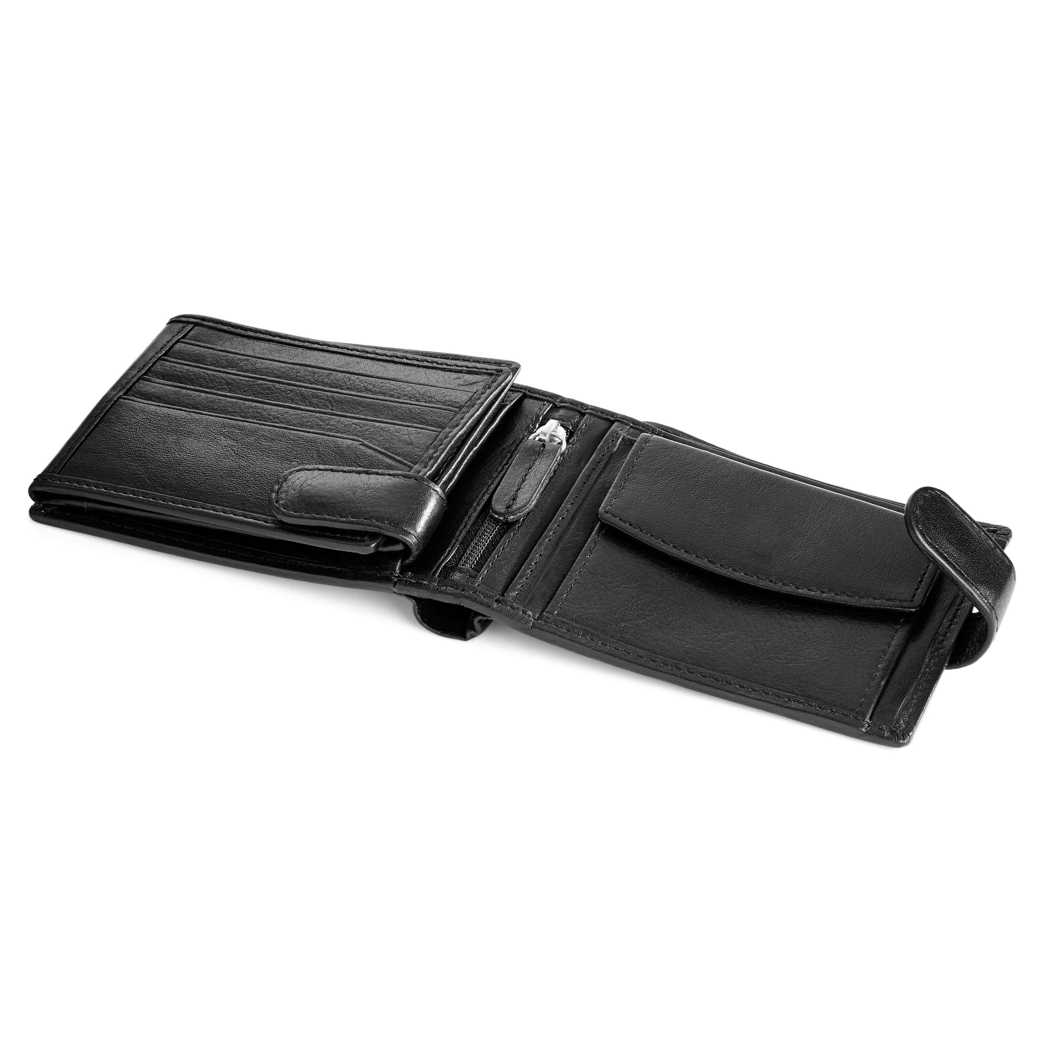 Black Ergonomic Leather Wallet - 8