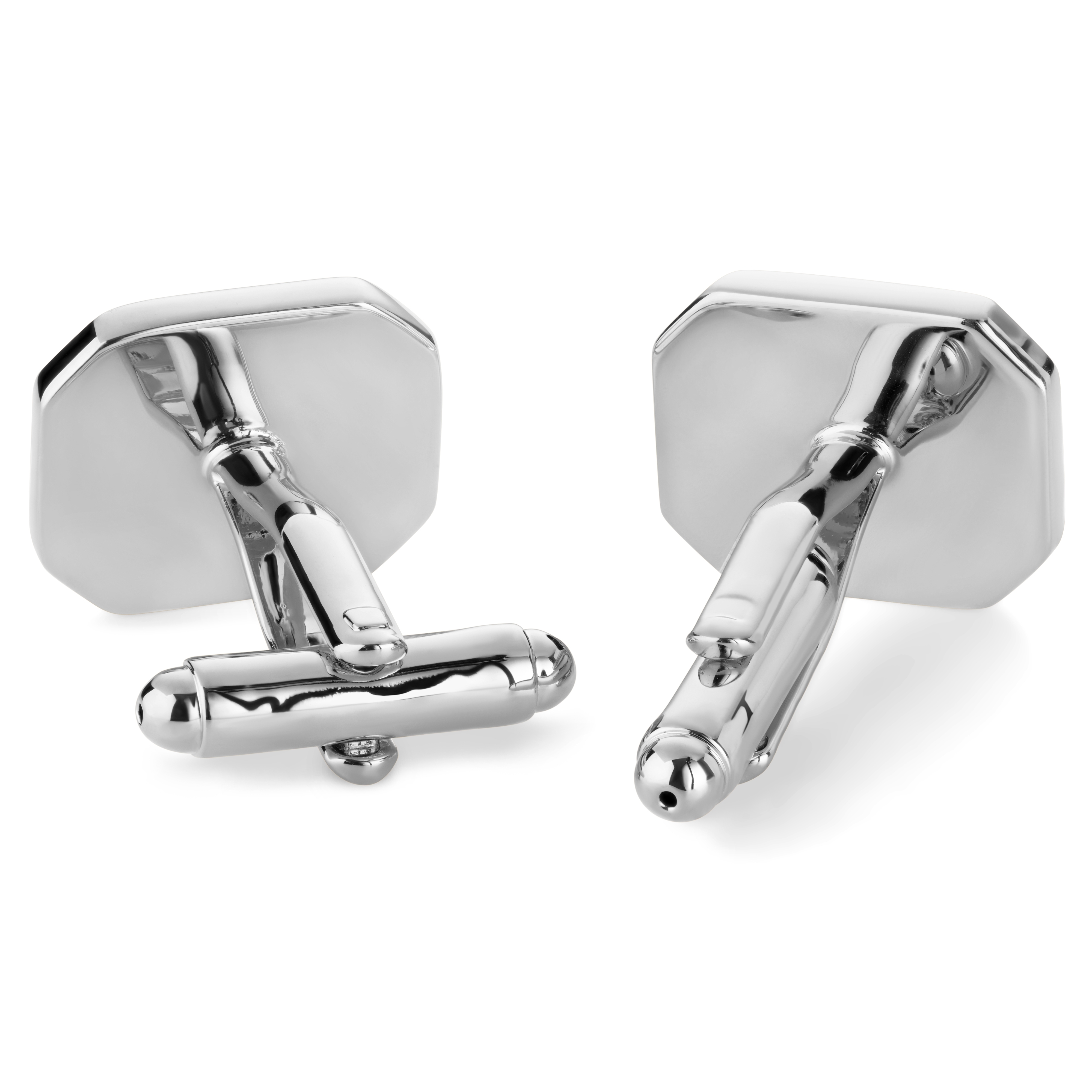 Åttakantiga Silverfärgade Manschettknappar med Lapis Lazuli - 2