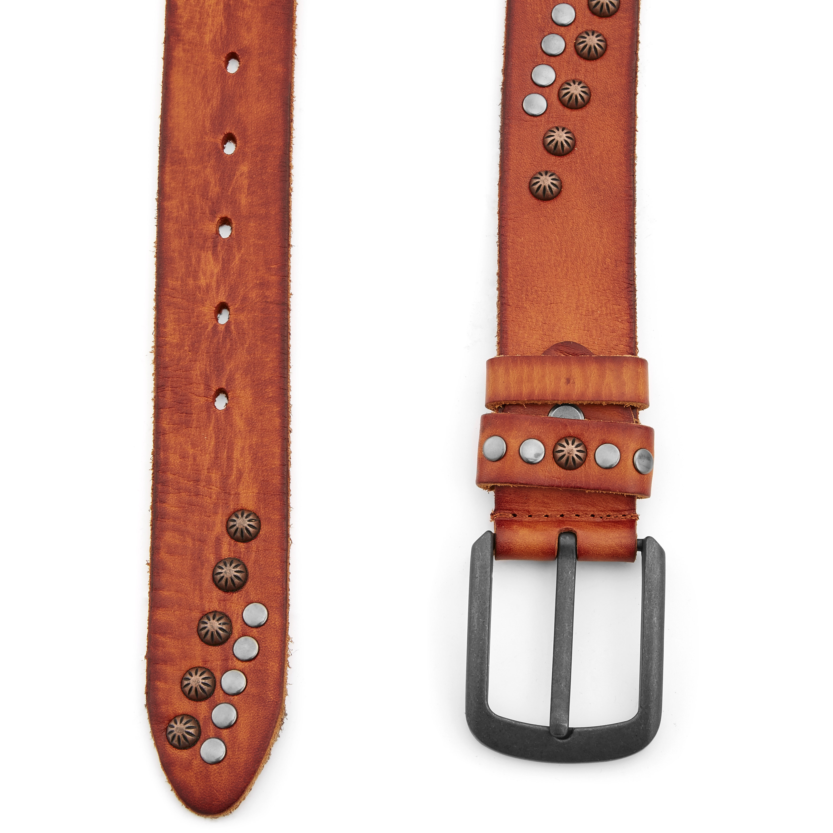 Cinturón de piel cowboy marrón rojizo - 2