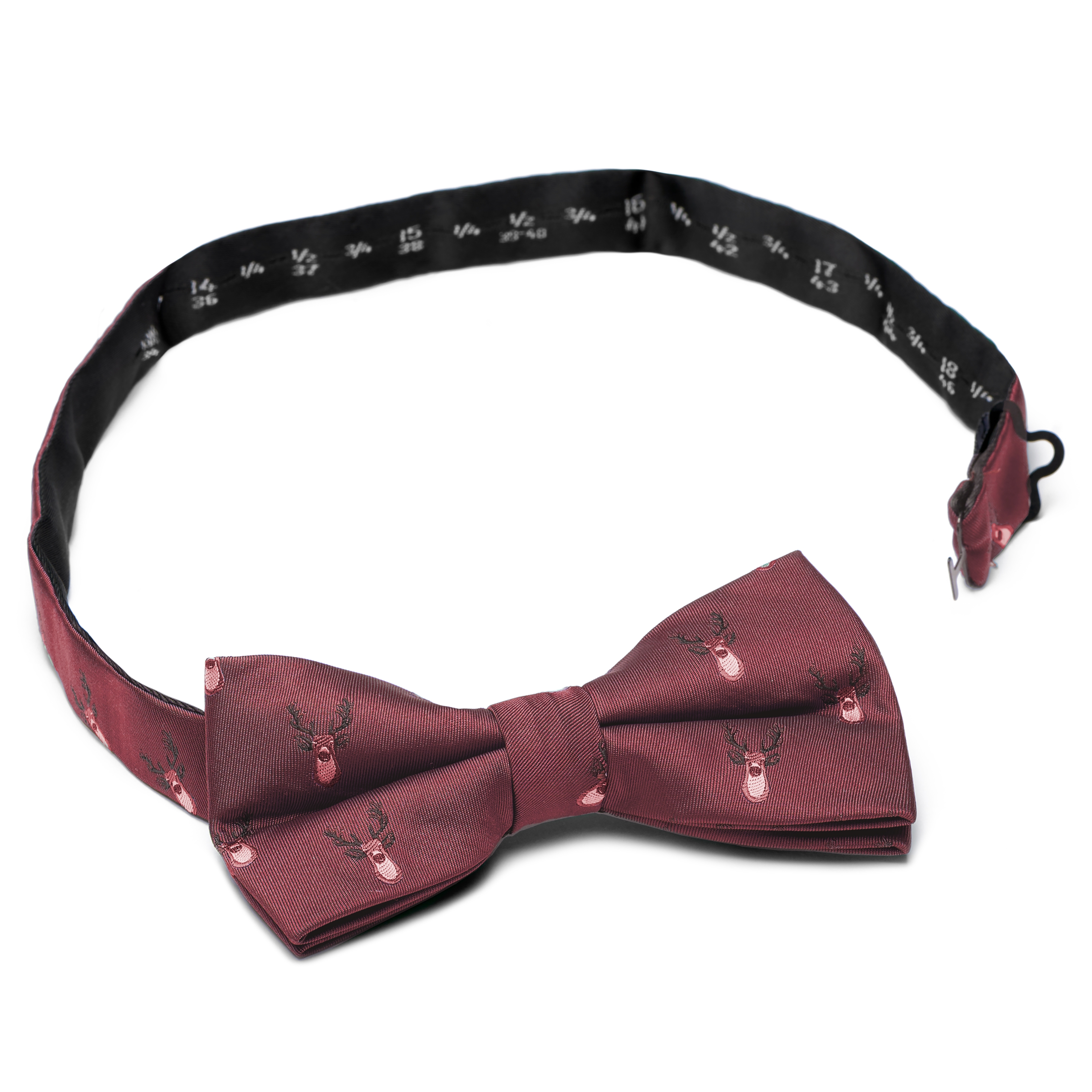 Burgunderrote Weihnachtsfliege Mit Rentieren - 2