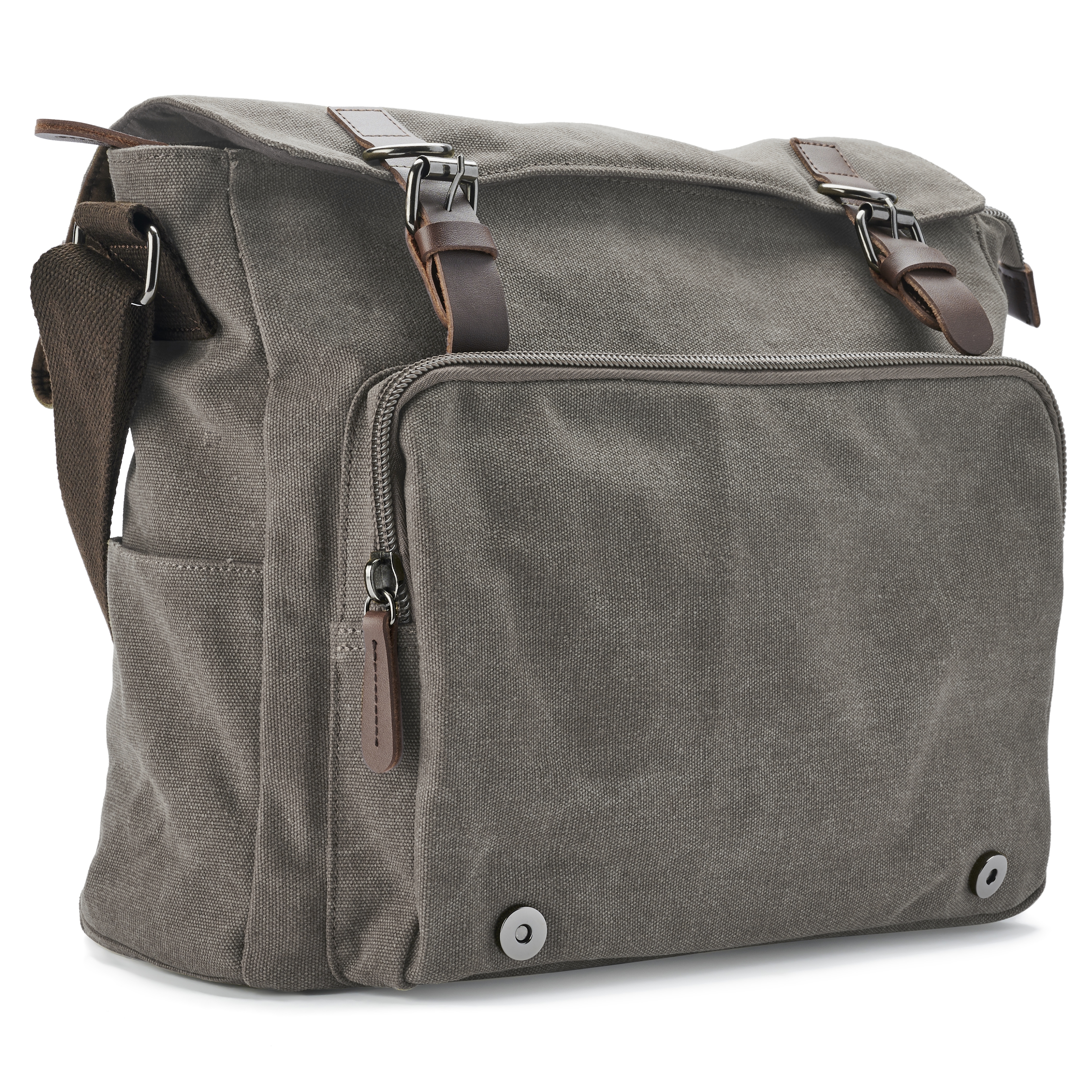 Metallic Gray Canvas Messenger Bag | In stock! | Trendhim