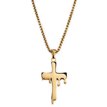 Fahrenheit | Collier en métal doré à pendentif en croix
