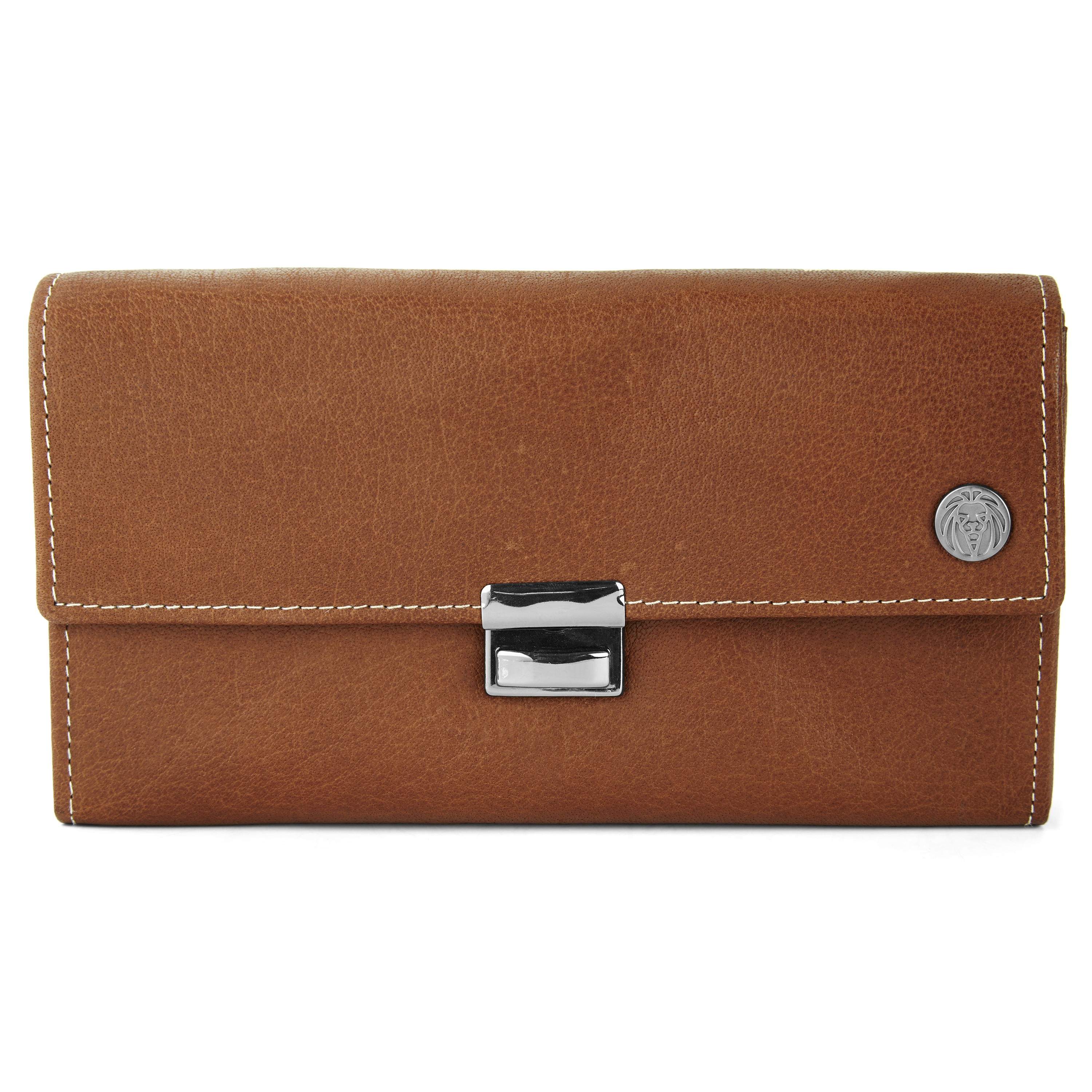 Cartera clásica estilo acordeón de cuero canela Oxford  - 3