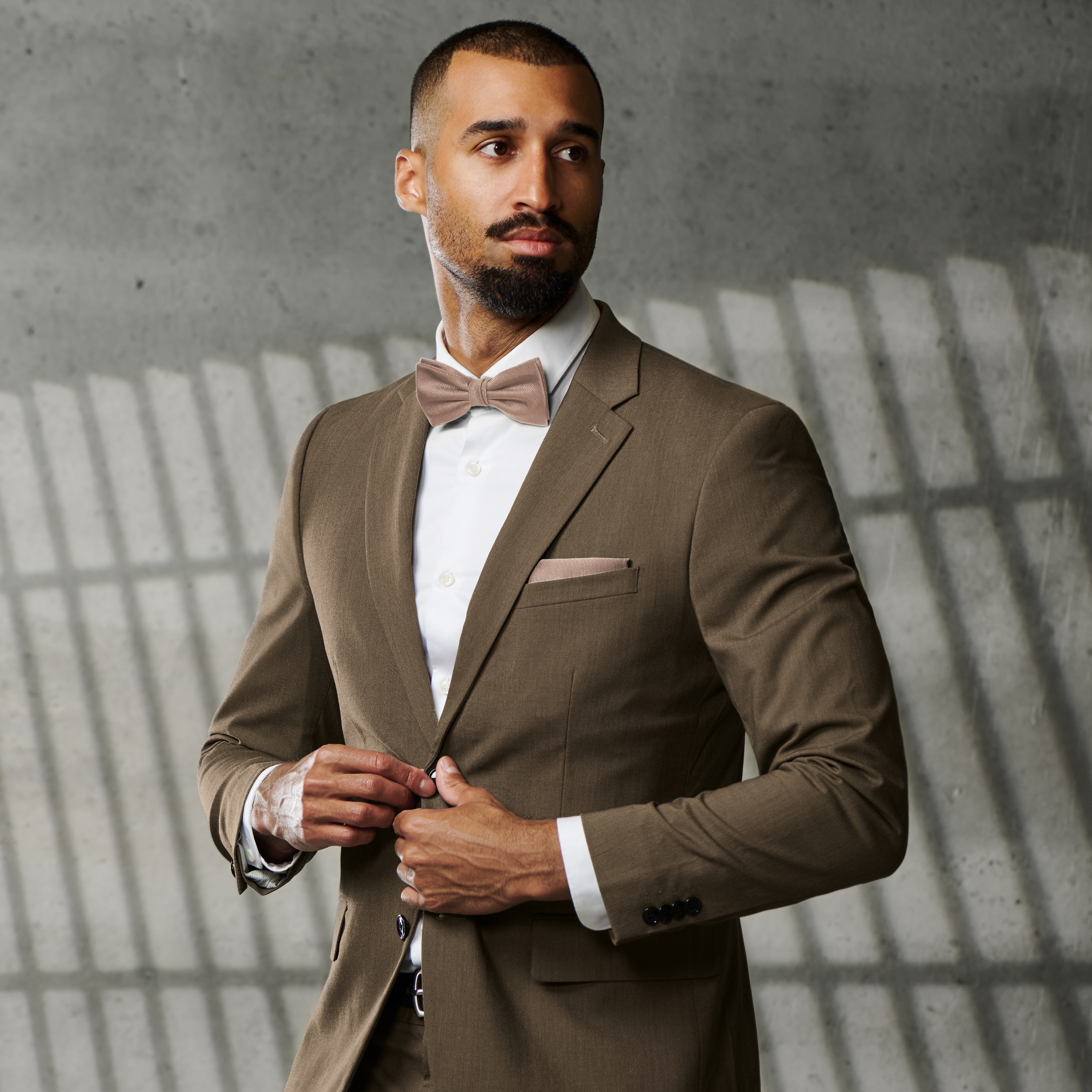 Braune vorgebundene Grosgrain Fliege - 2