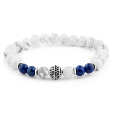 8 mm Koninklijke Armband van Wit Pijnboomhout en Lapis Lazuli 8 mm Koninklijke Armband van Wit Pijnboomhout en Lapis Lazuli