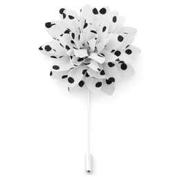 Polka Dots White Lapel Flower