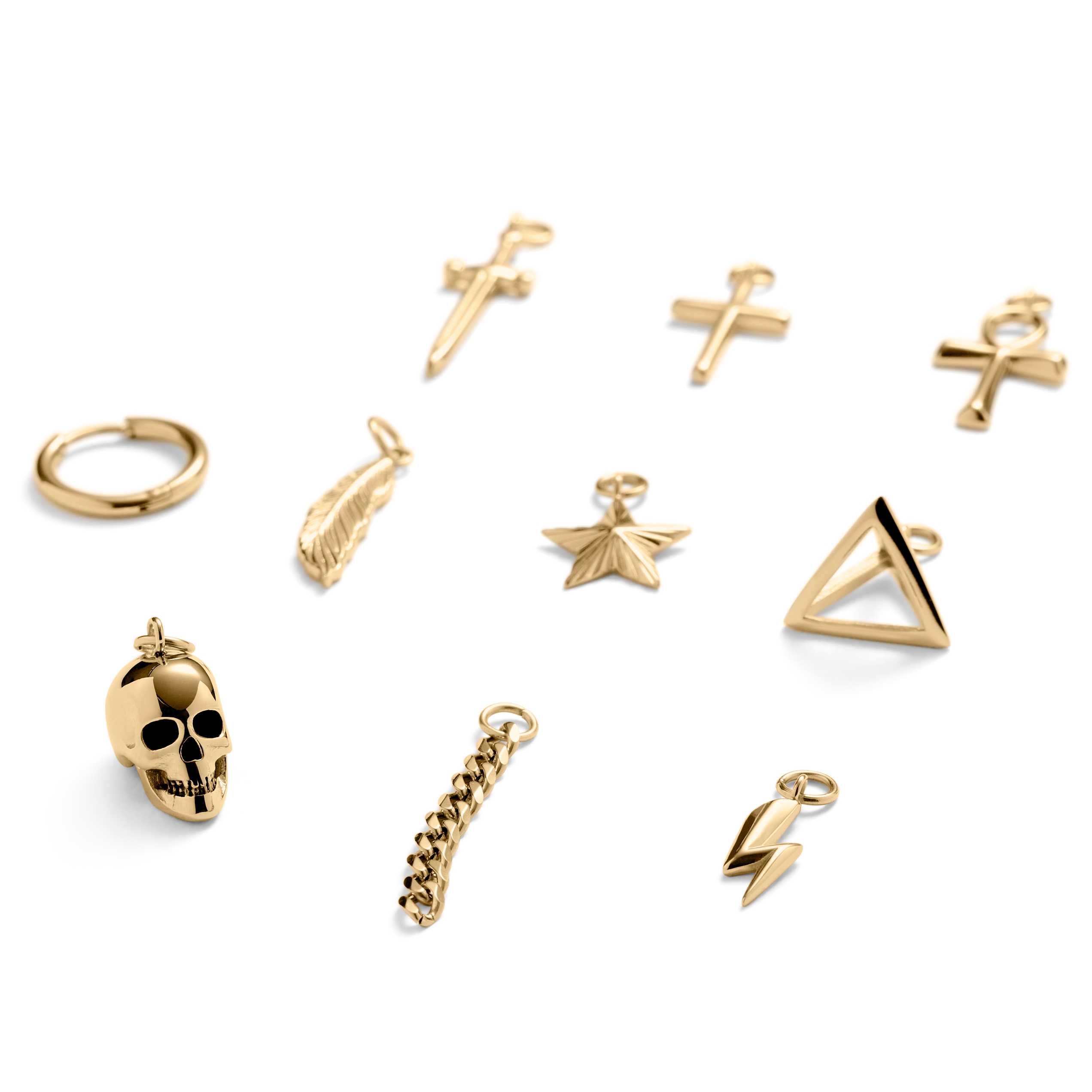 Gold-Tone Hoop Earring with 9 Charms - 2