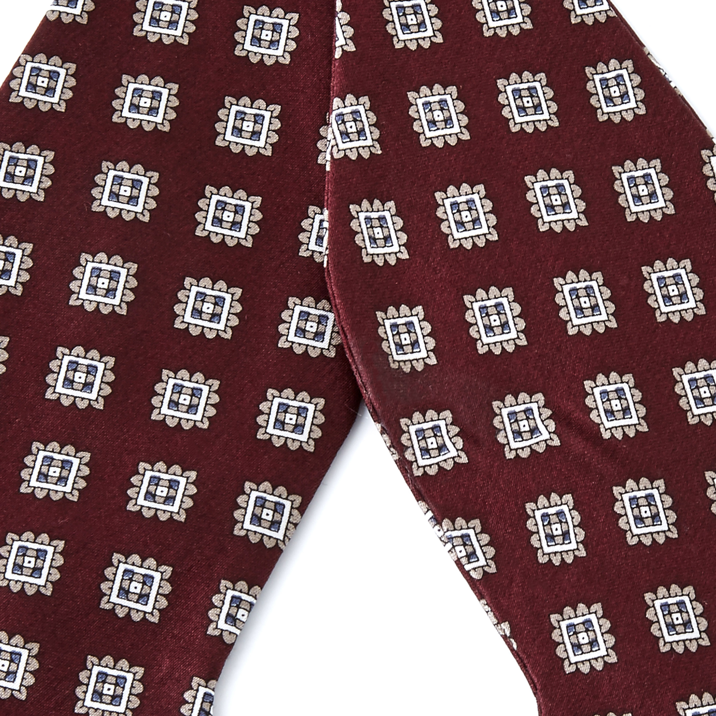 Noeud papillon en coton bourgogne à motif géométrique  - 2