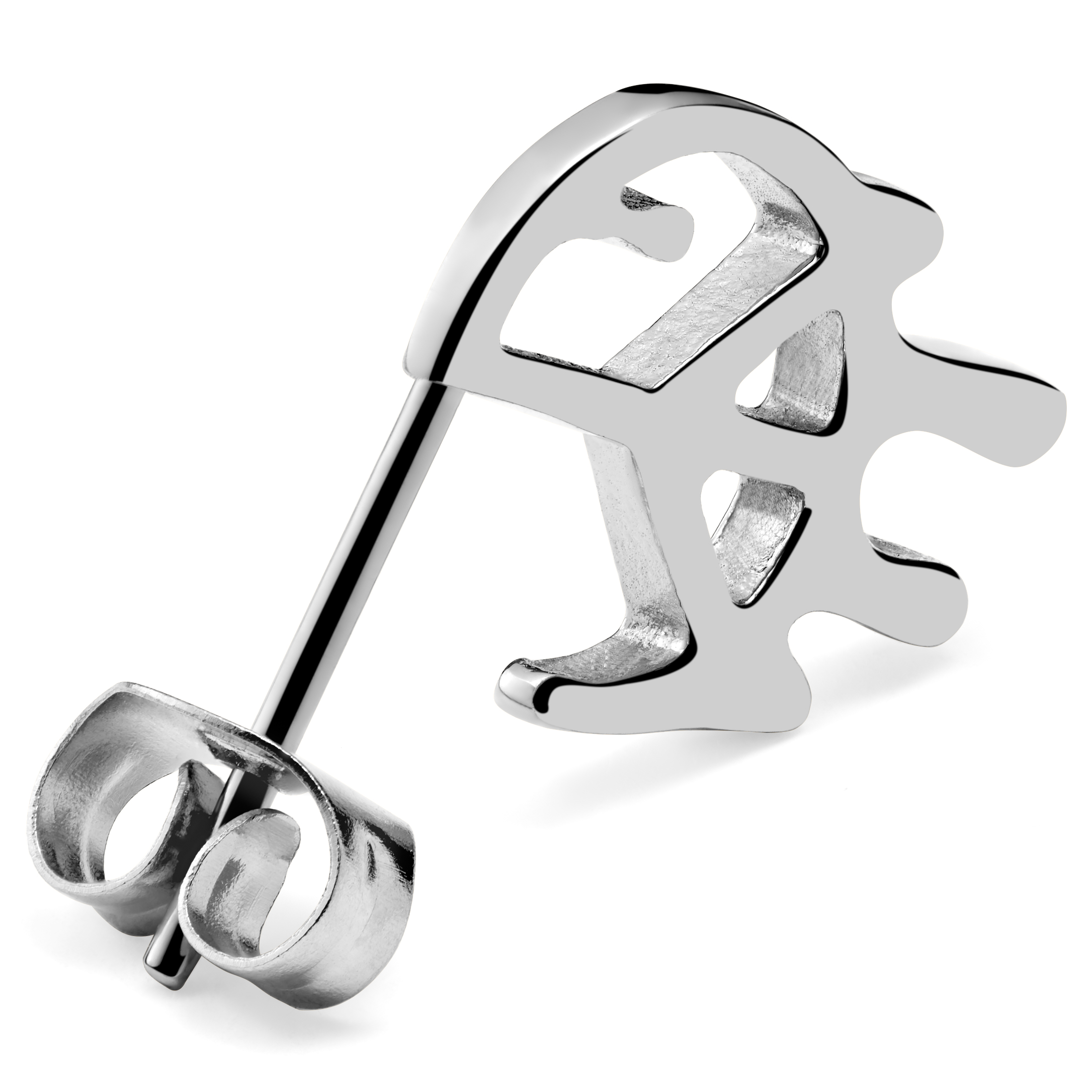 Fahrenheit | Silver-Tone Stainless Steel Melting Peace Sign Stud Earring - 7