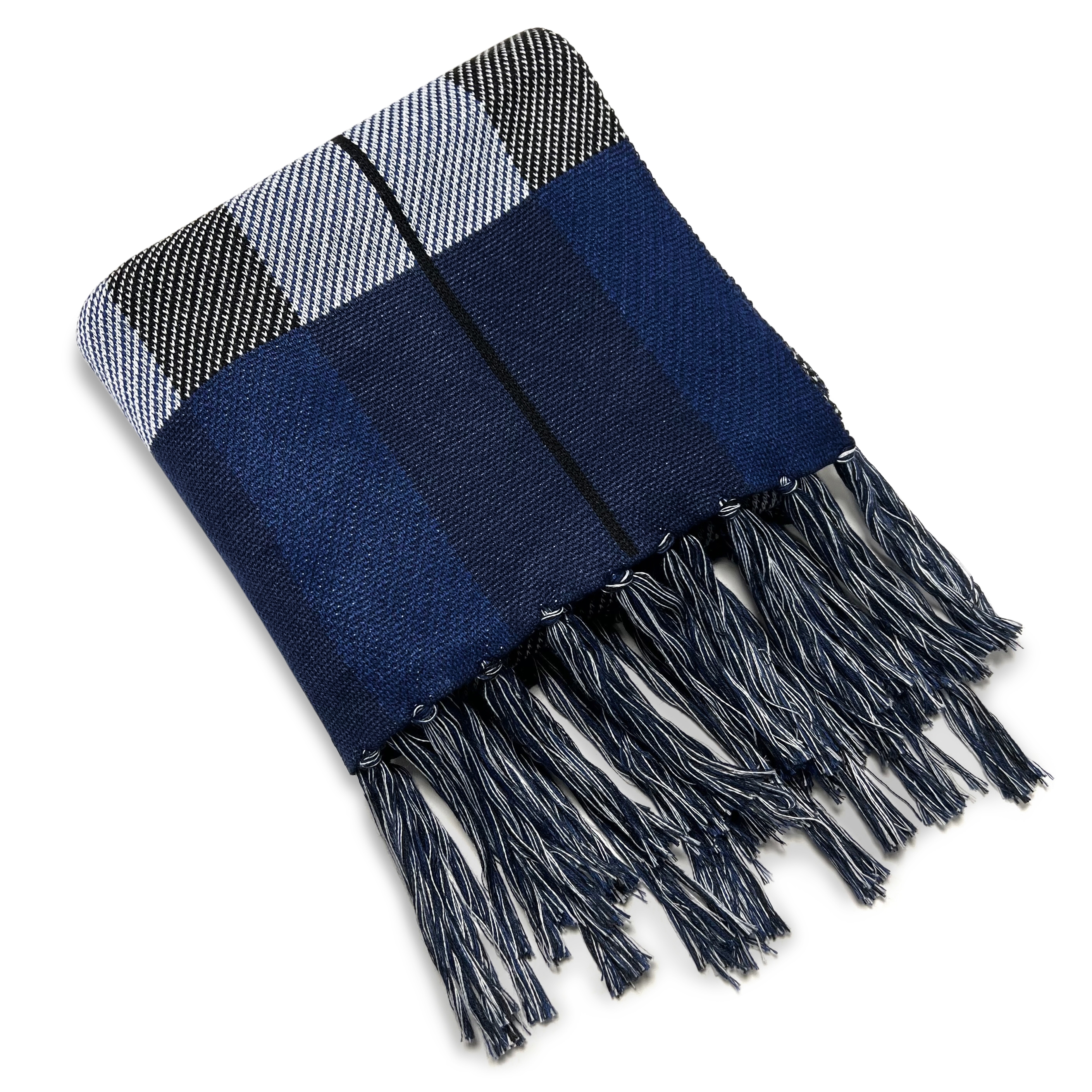 Hiems | Blue and White Plaid Scarf - 2