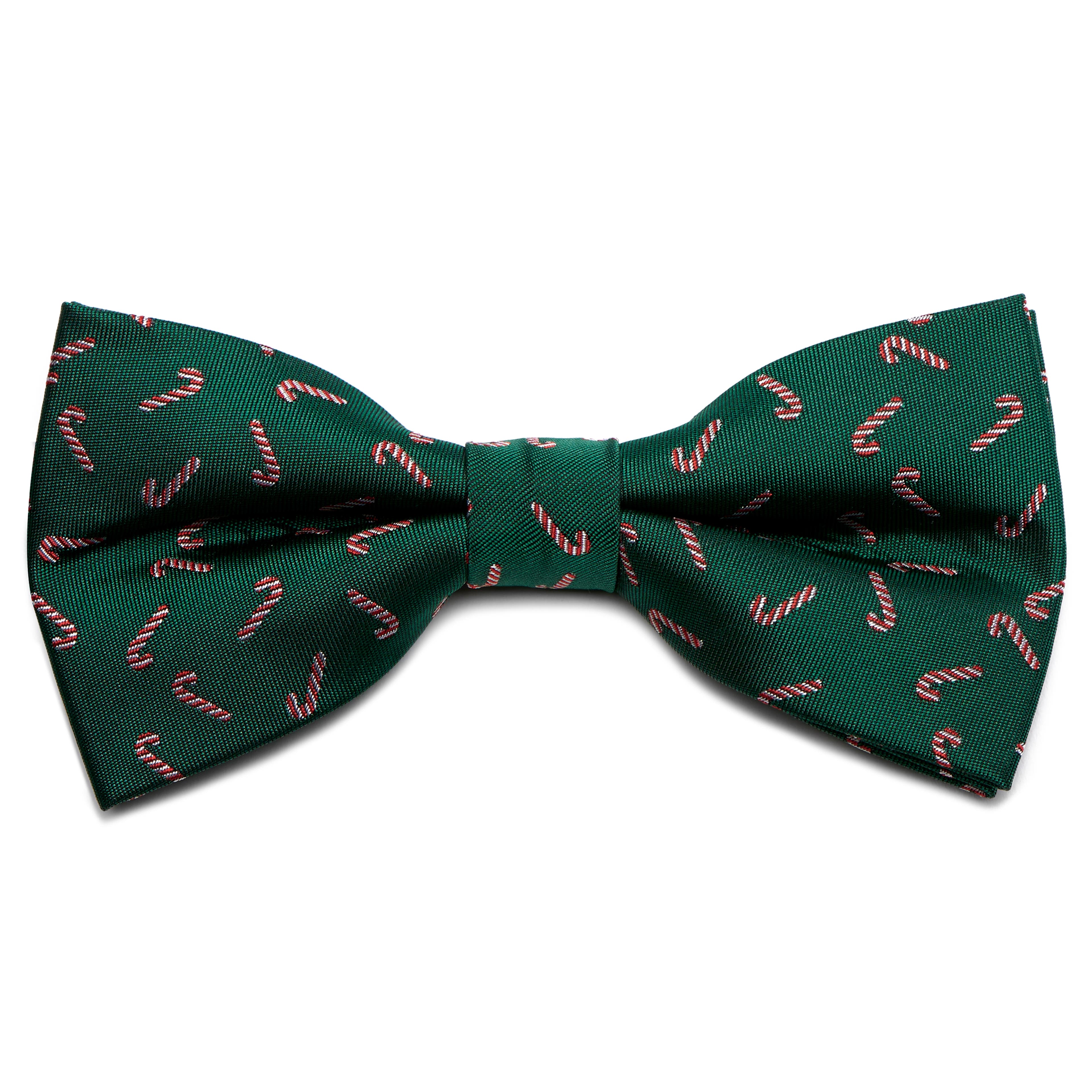 Green Christmas Candy Cane Pre-Tied Bow Tie