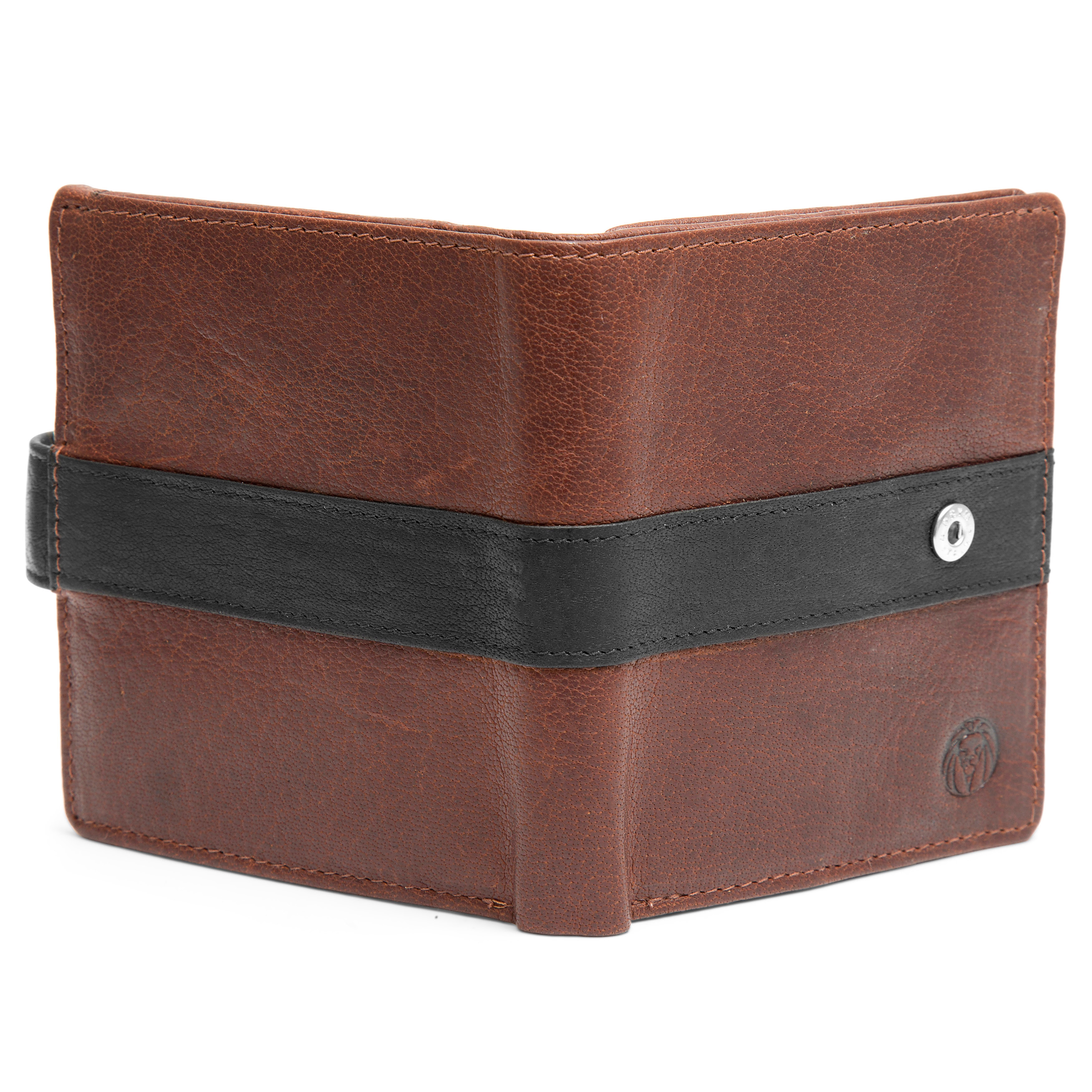 Montreal Vertical Tan & Black RFID Leather Wallet - 5