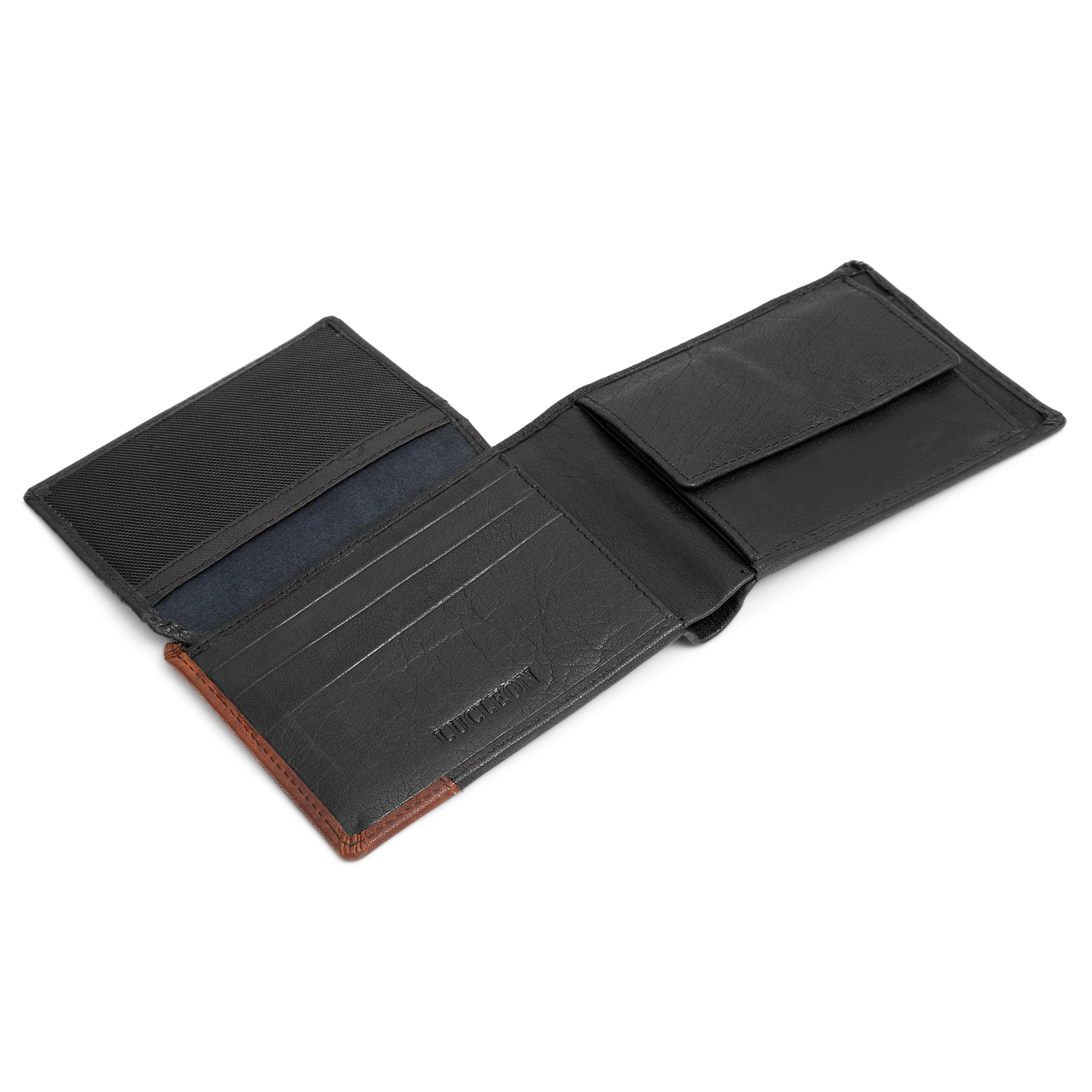 Δερμάτινο Πορτοφόλι Montreal Dotty Black & Tan RFID - 5