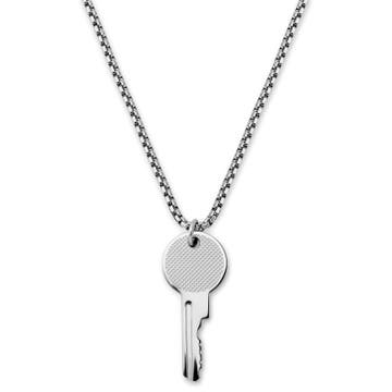 Egan | Silver-Tone Stainless Steel Key Box Chain Necklace