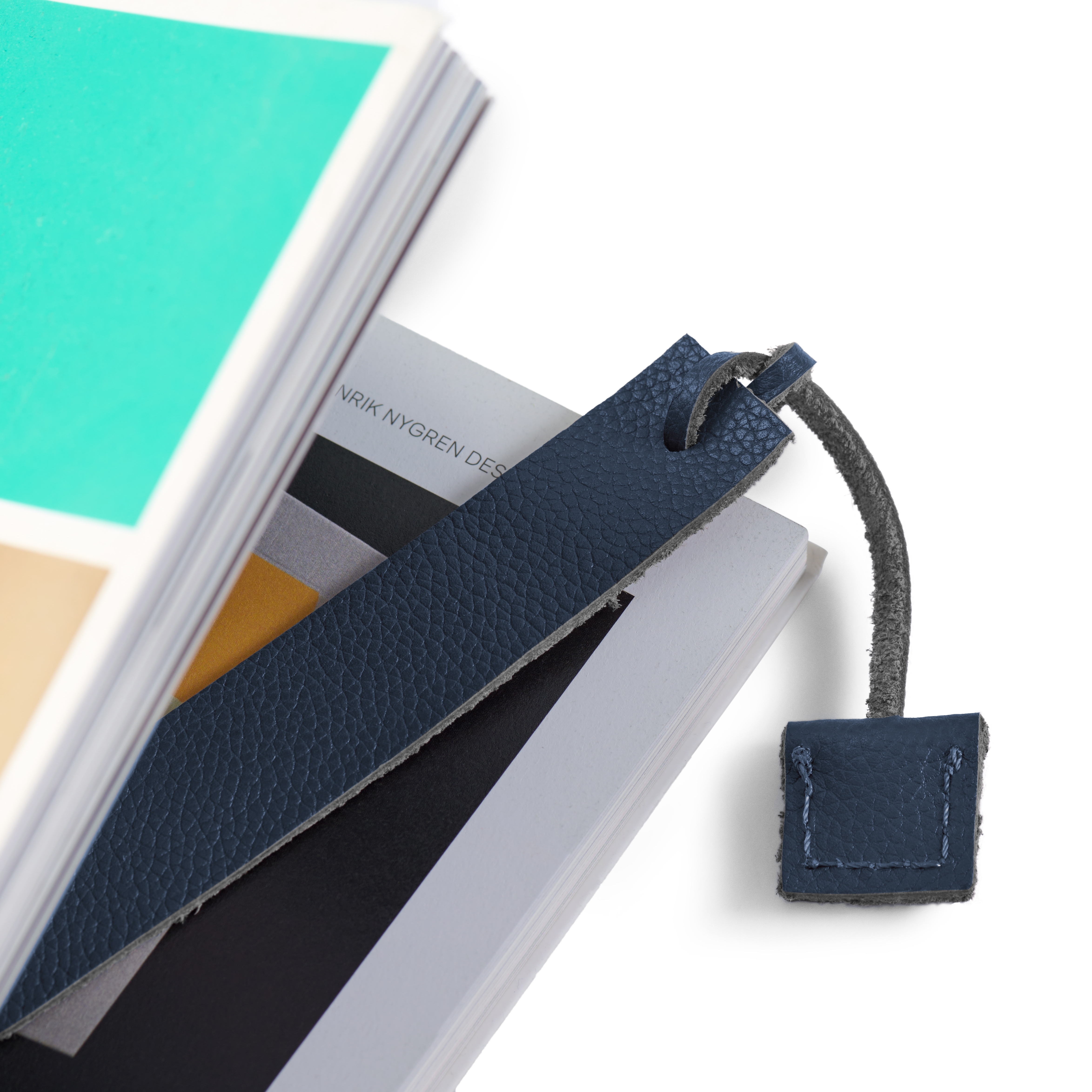 Kirjanmerkki | Laivastonsininen nahka | Nauha - 2