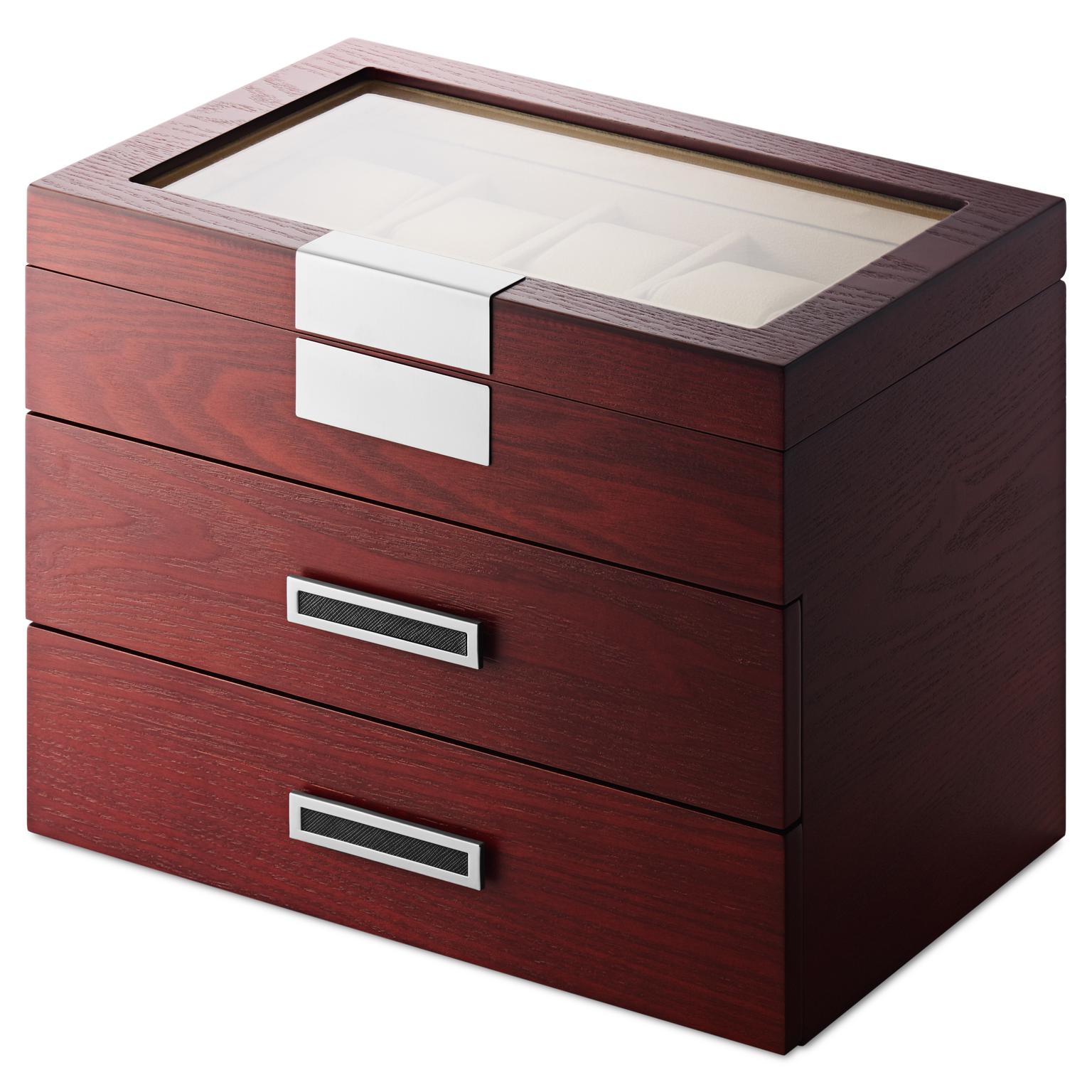 Caja para 30 relojes con chapa de cerezo Caja para 30 relojes con chapa de cerezo