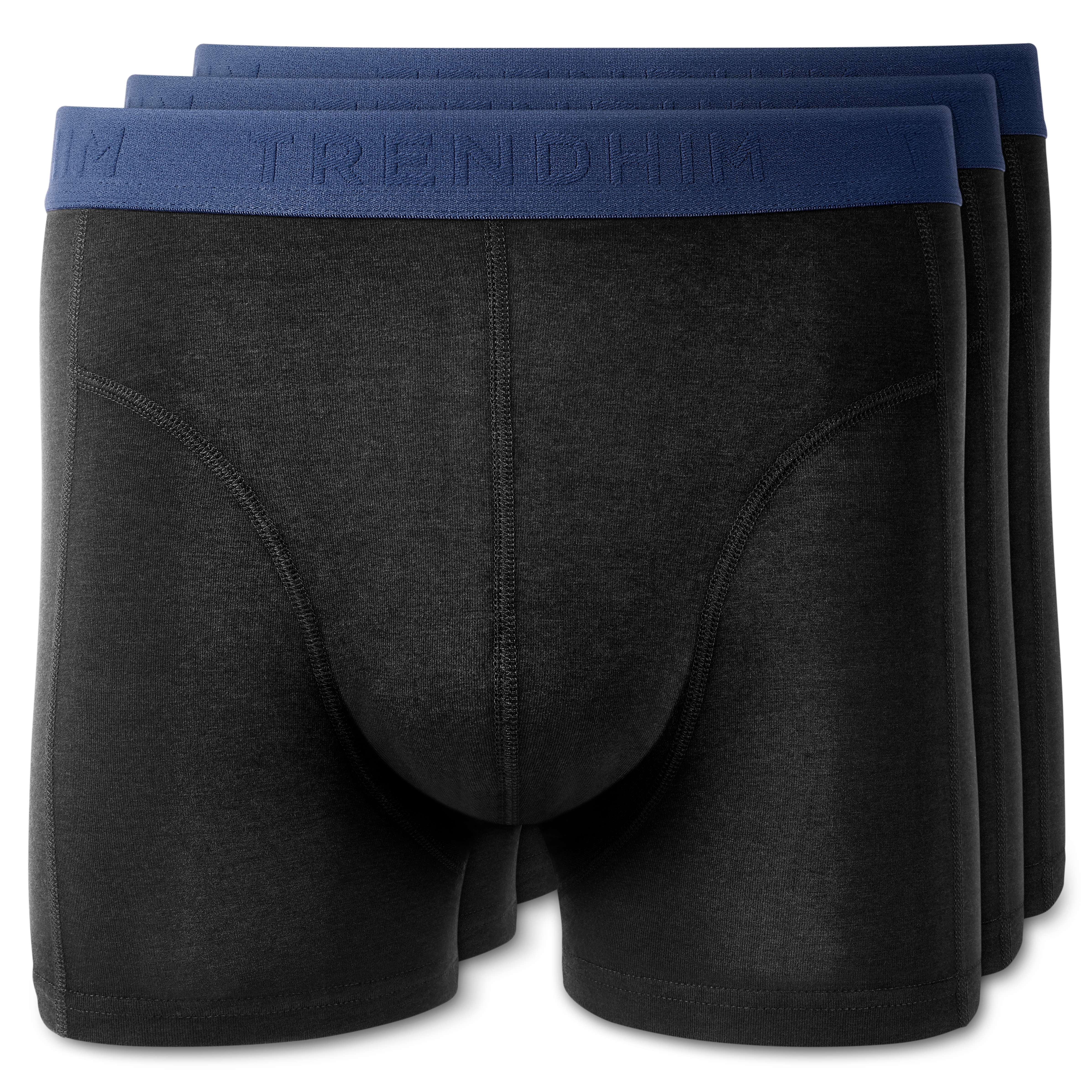 L - FreeFeel | Lot de 3 boxers noirs en bambou avec ceinture élastique bleu royal - 1
