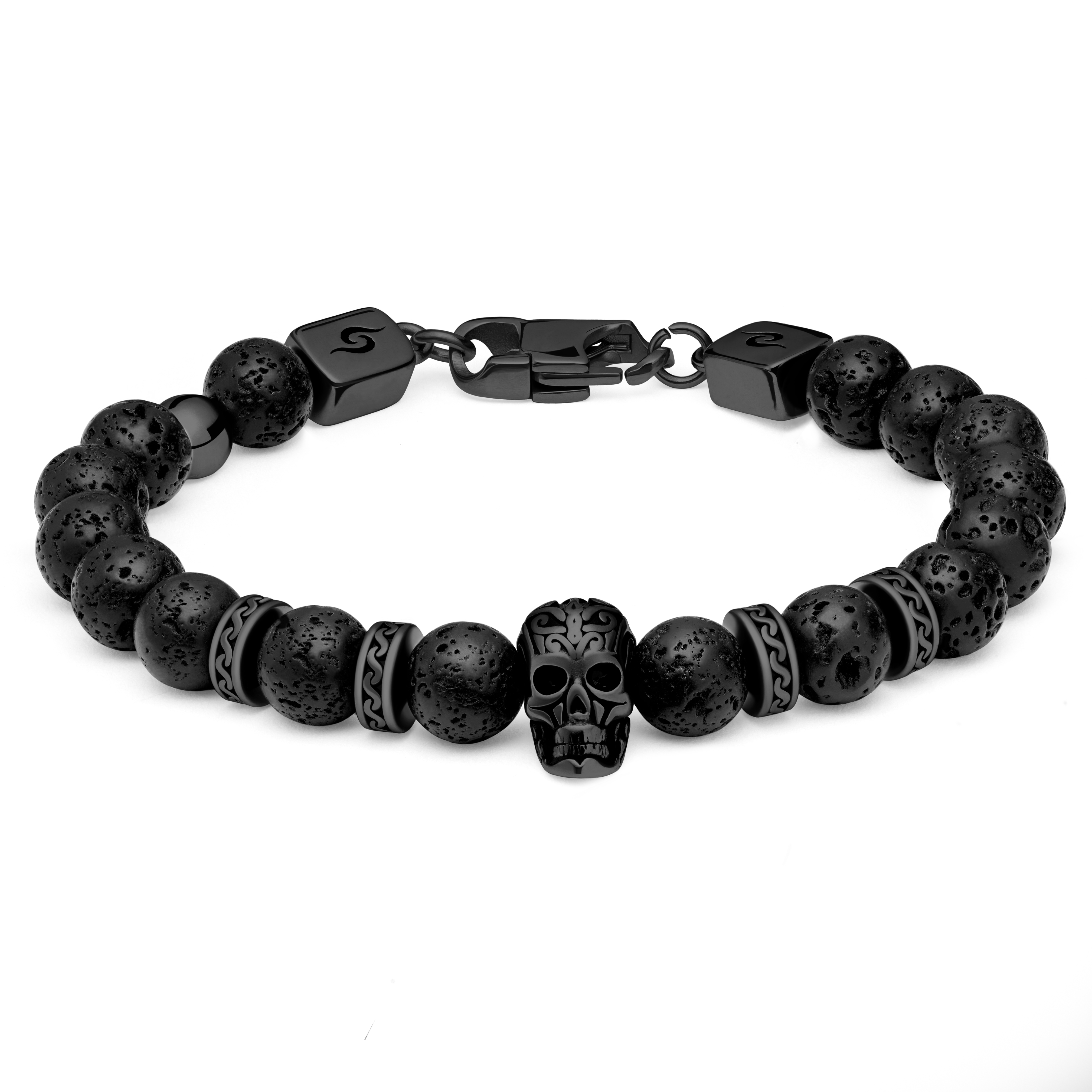 Rico Black Lava Rock and Onyx Skull Bracelets - 4