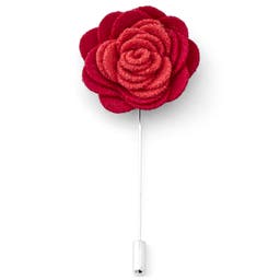 Deep & Currant Red Flower Lapel Pin
