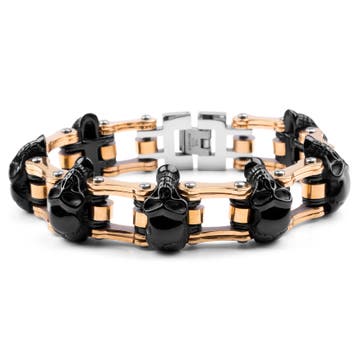 Bracelet Biker en acier chirurgical noir, doré et argenté Bracelet Biker en acier chirurgical noir, doré et argenté