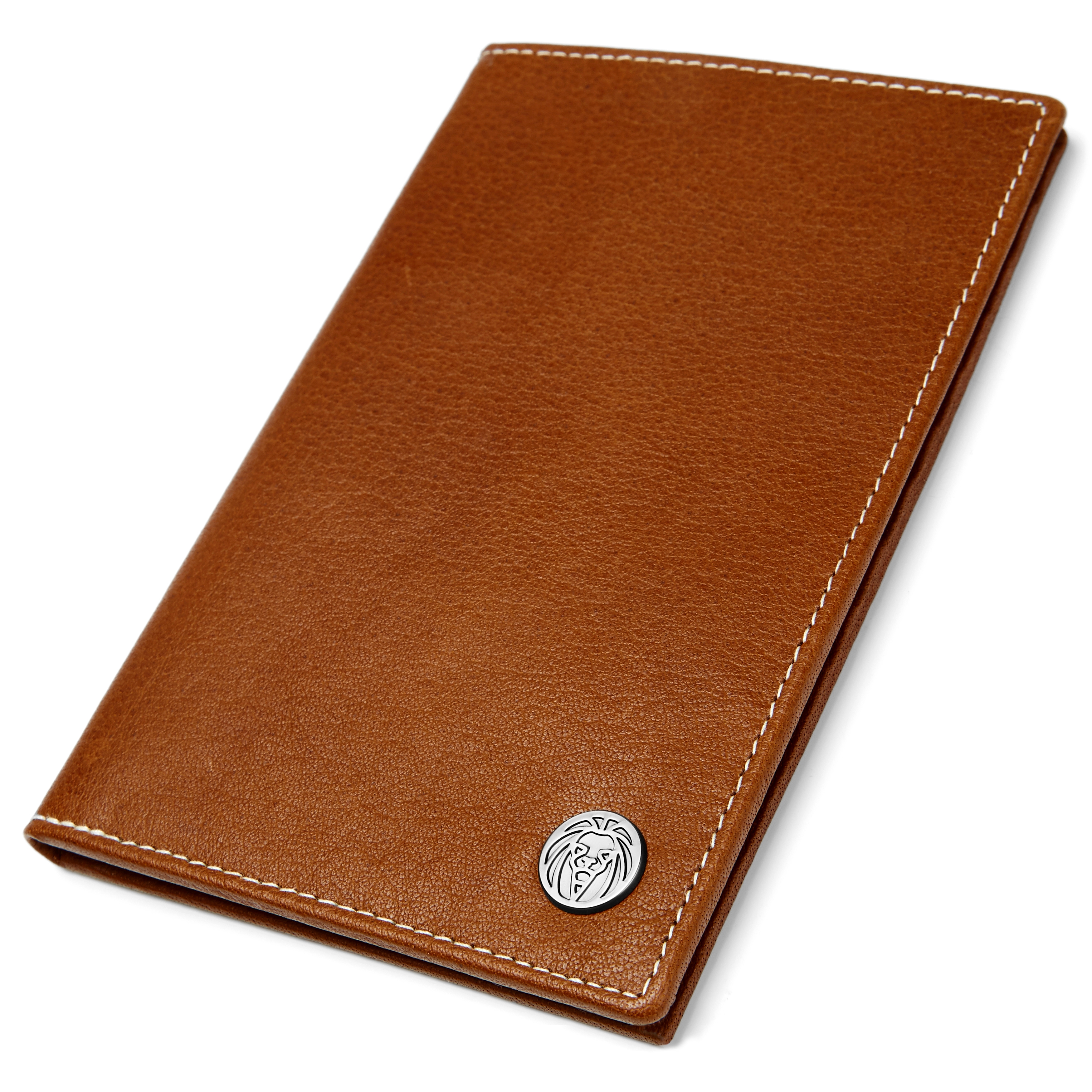 Cartera de viaje grande con tarjetero de cuero canela Oxford  - 4