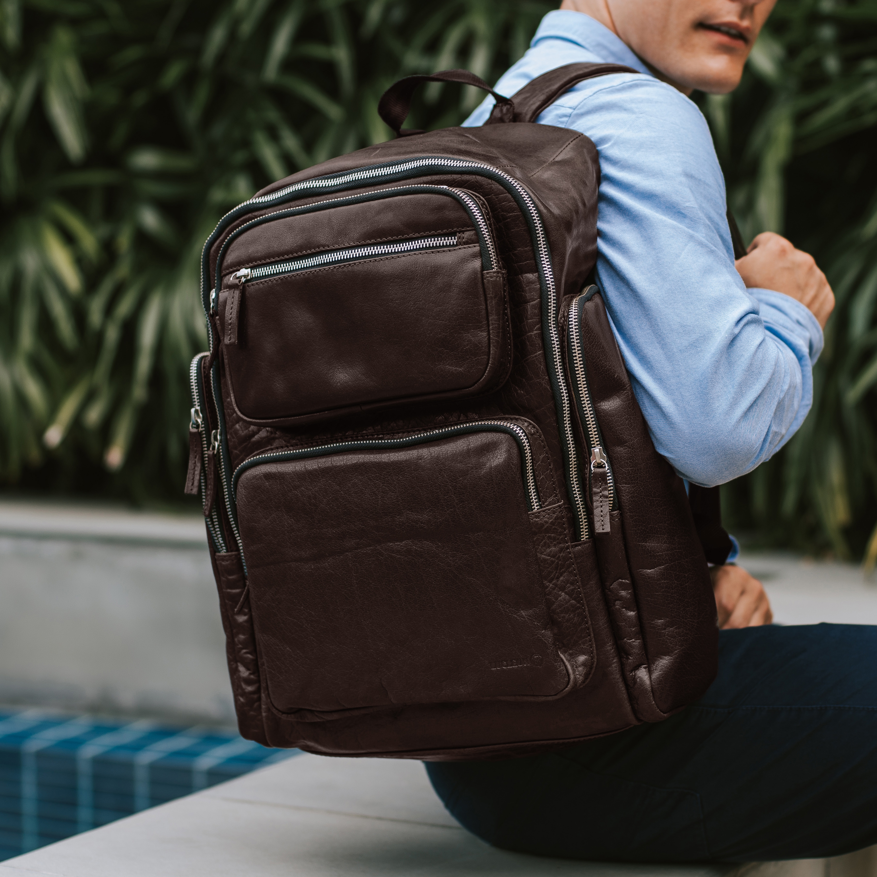 Sac à dos Montréal en cuir marron foncé - 15