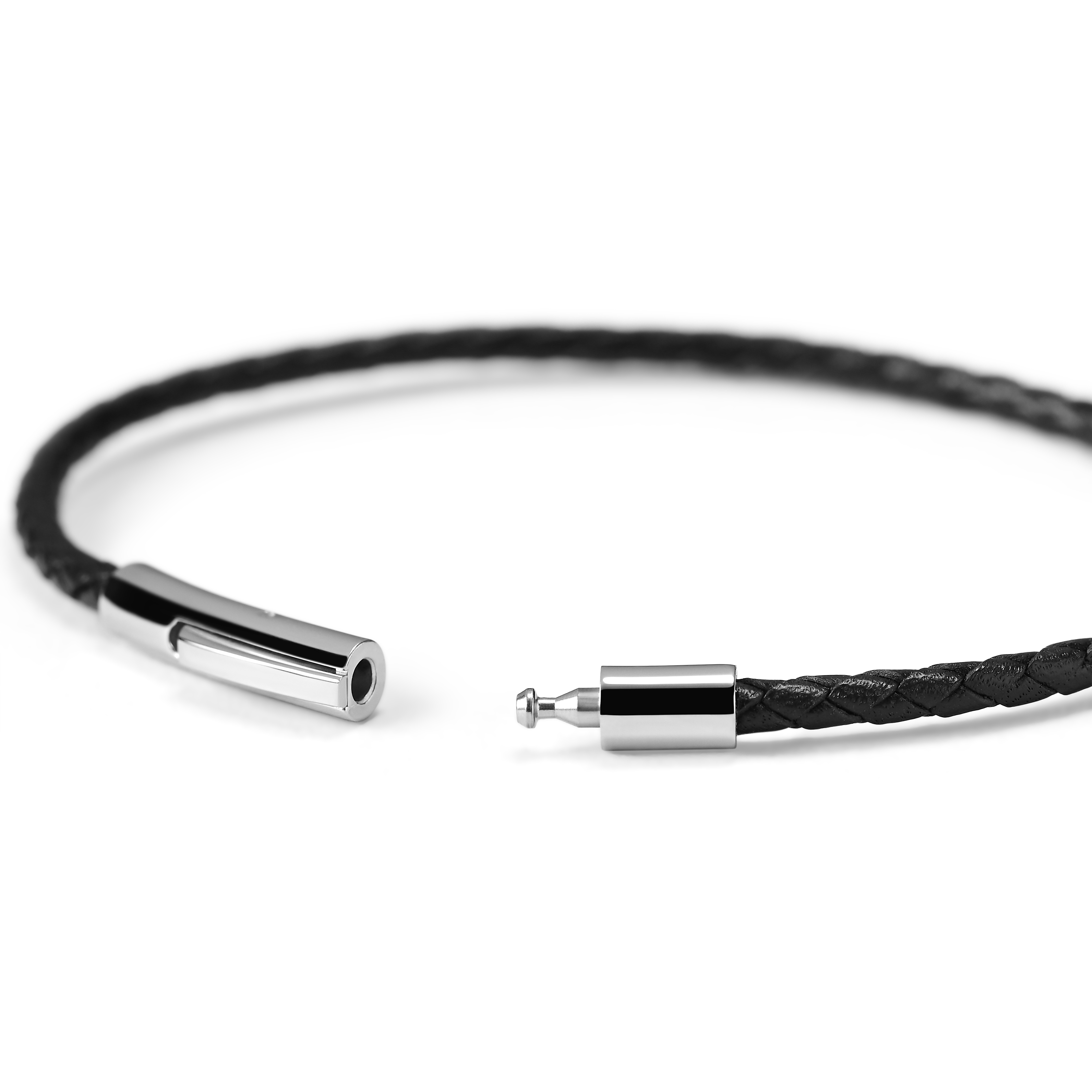 Violet Natural Stone & Black Leather Bracelet Set | In stock