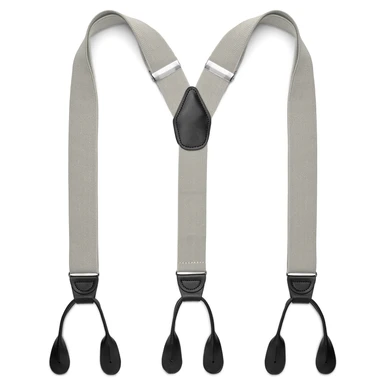 Wide Light Grey Split Button Braces Wide Light Grey Split Button Braces
