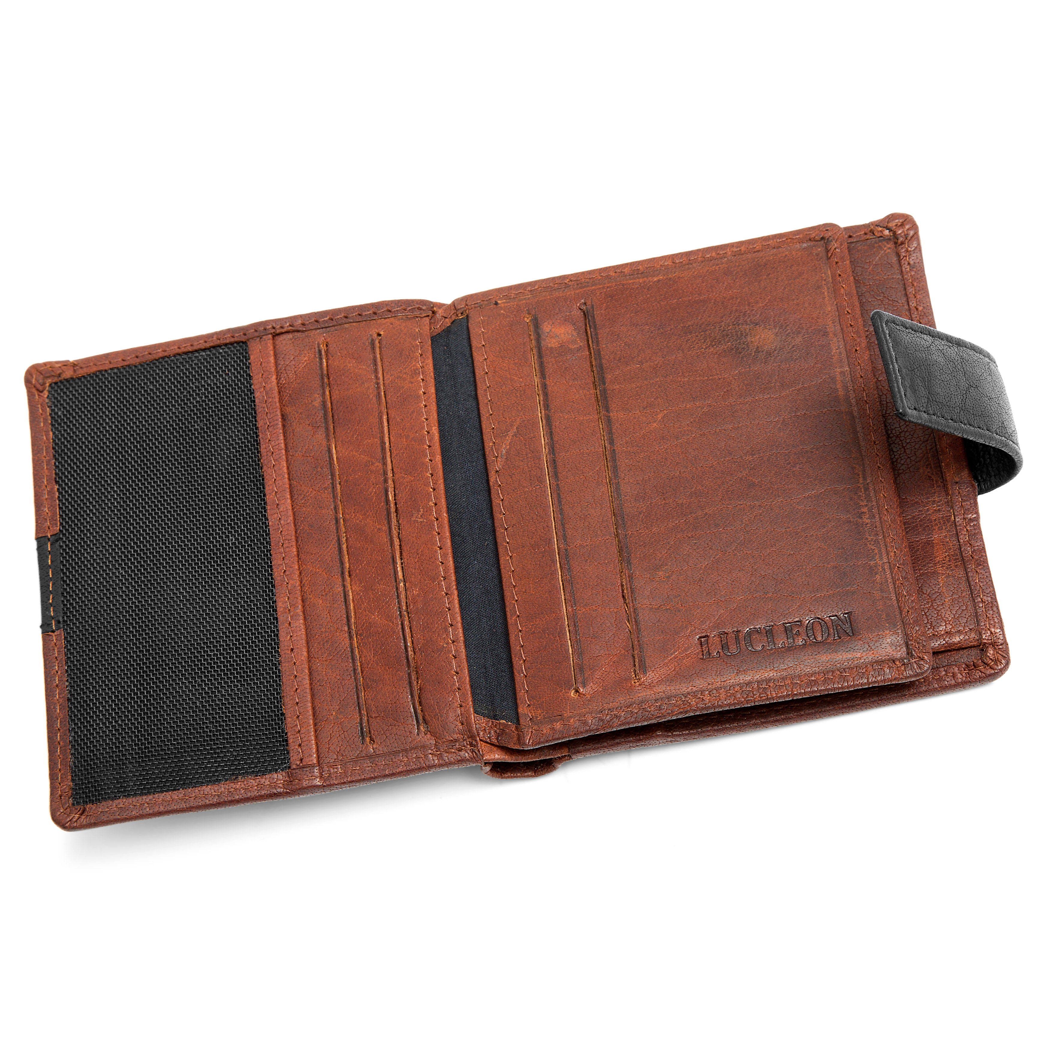 Montreal Vertical Tan & Black RFID Leather Wallet - 6