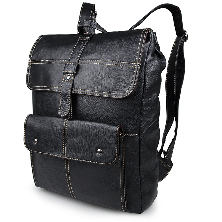 Go To Zwarte Leren Backpack Op voorraad Delton Bags