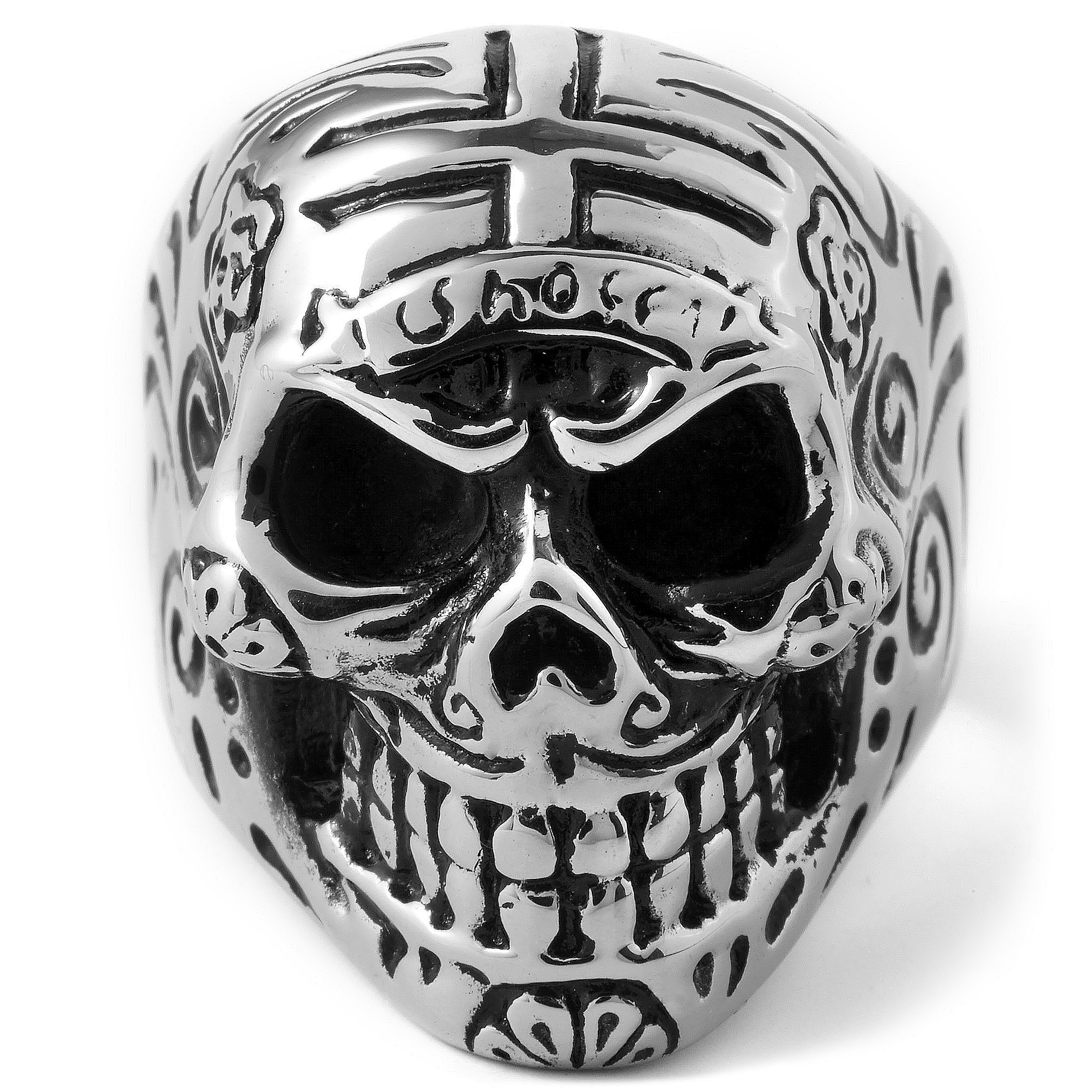 Steel Hippie Skull Ring - 2