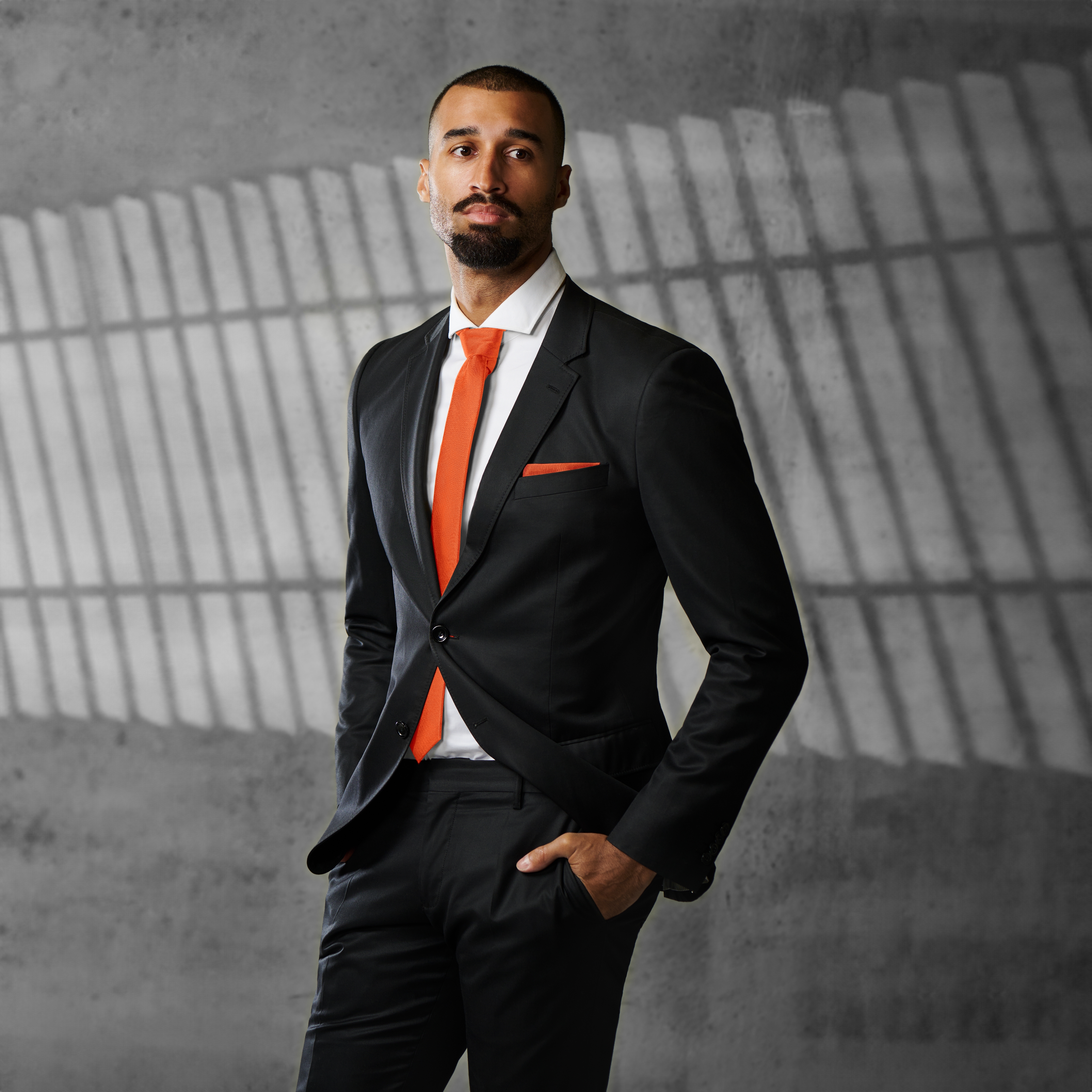 Narancssárga twill-selyem díszzsebkendő - 2